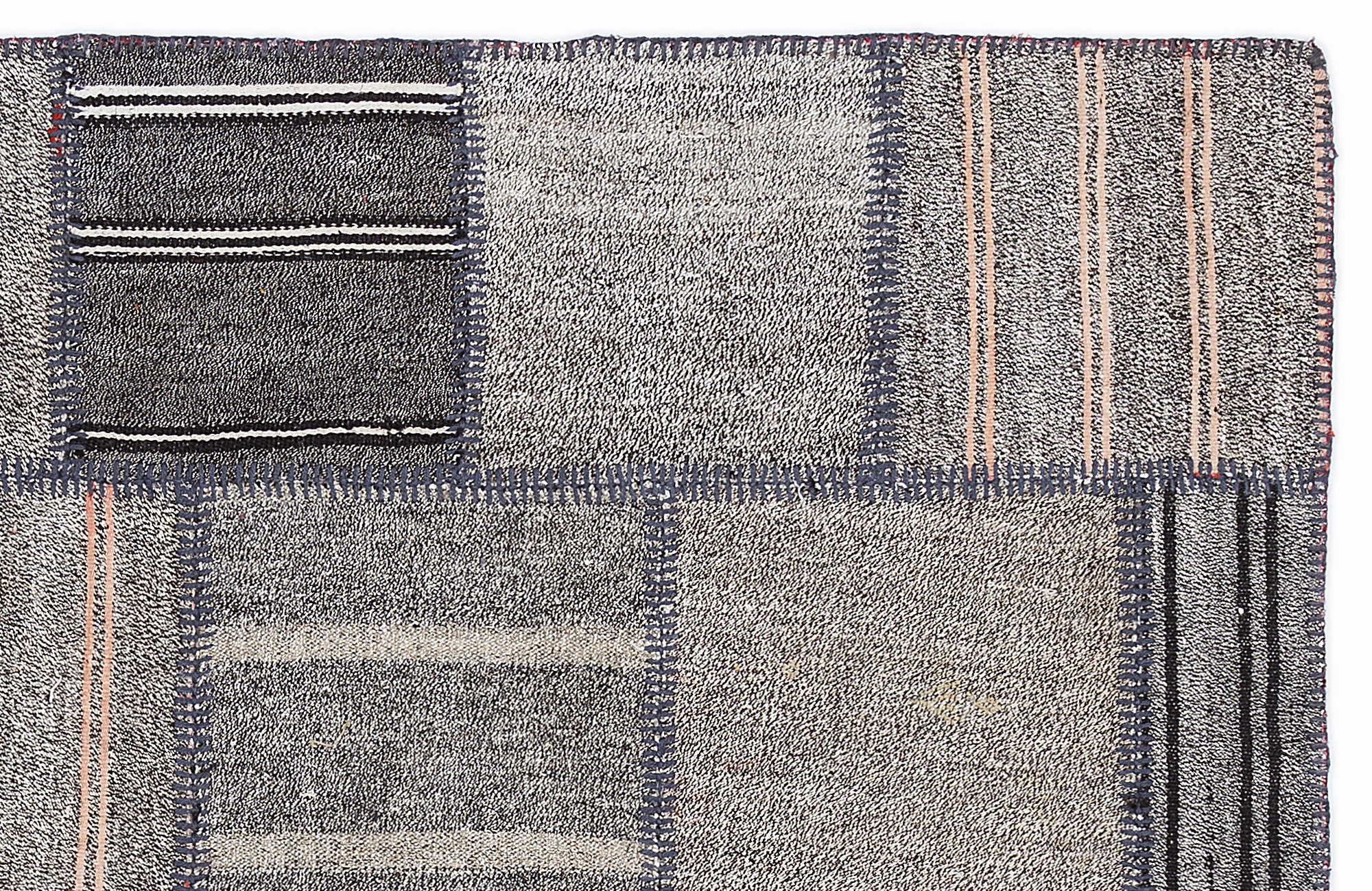 Striped Over Dyed Kilim Patchwork Unique Rug 5'3'' x 7'7'' ft 160 x 230 cm
