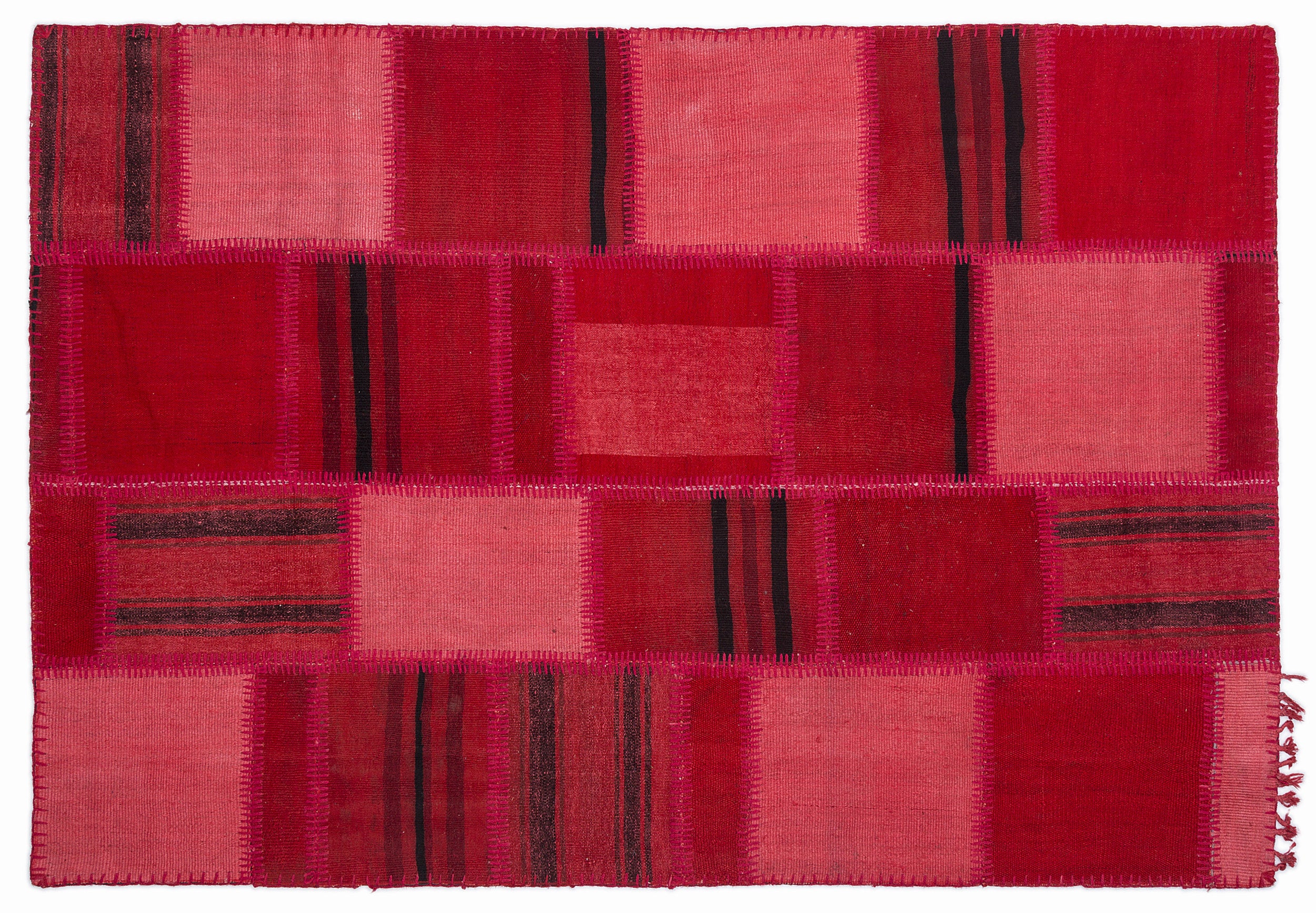 Mixed Over Dyed Kilim Patchwork Unique Rug 5'3'' x 7'7'' ft 160 x 230 cm