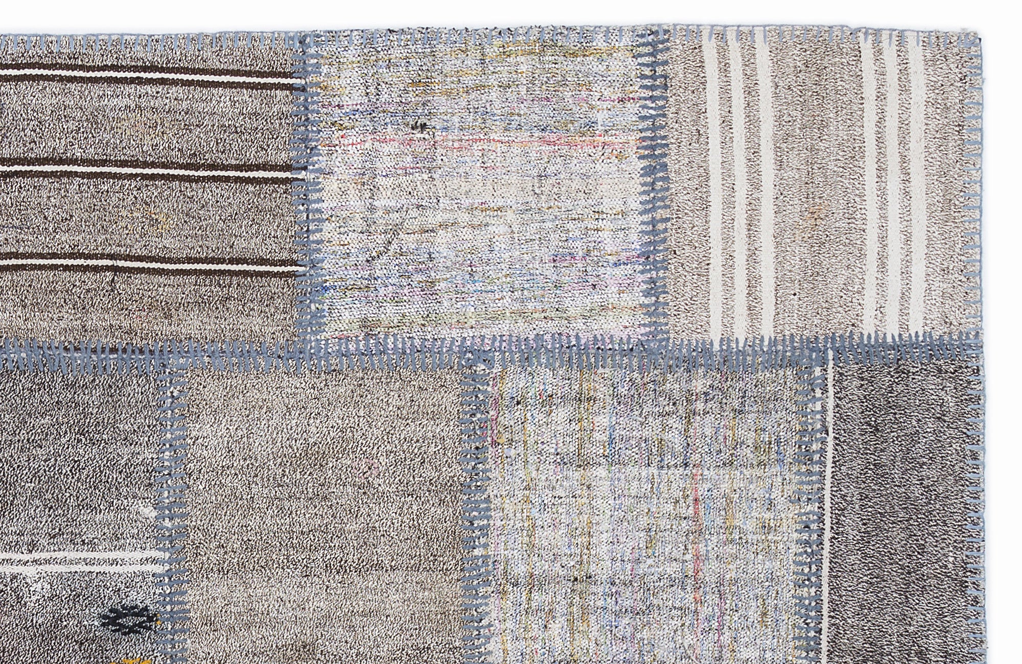 Striped Over Dyed Kilim Patchwork Unique Rug 5'3'' x 7'7'' ft 160 x 230 cm