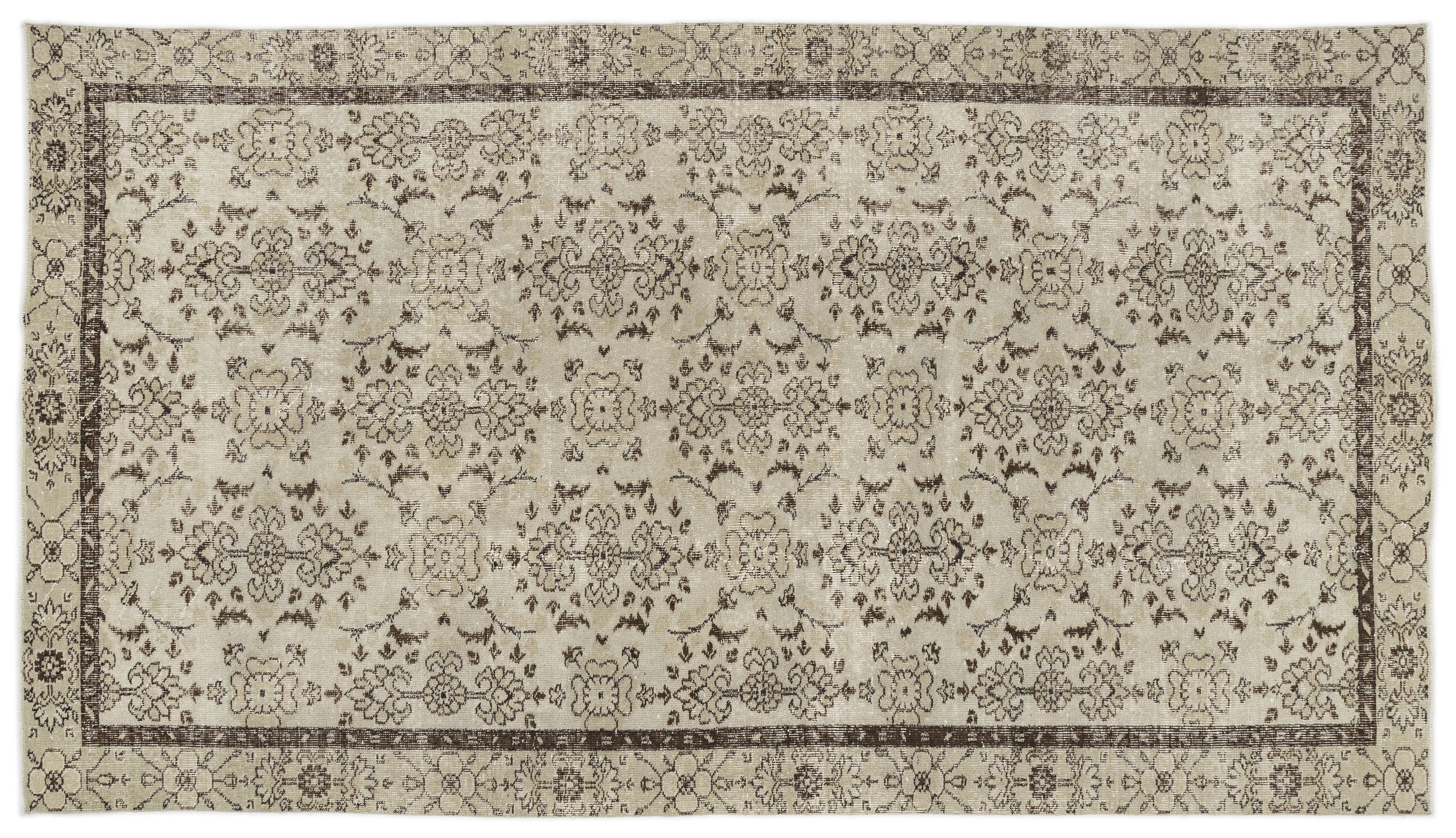Naturel Over Dyed Vintage Rug 5'2'' x 9'2'' ft 157 x 279 cm