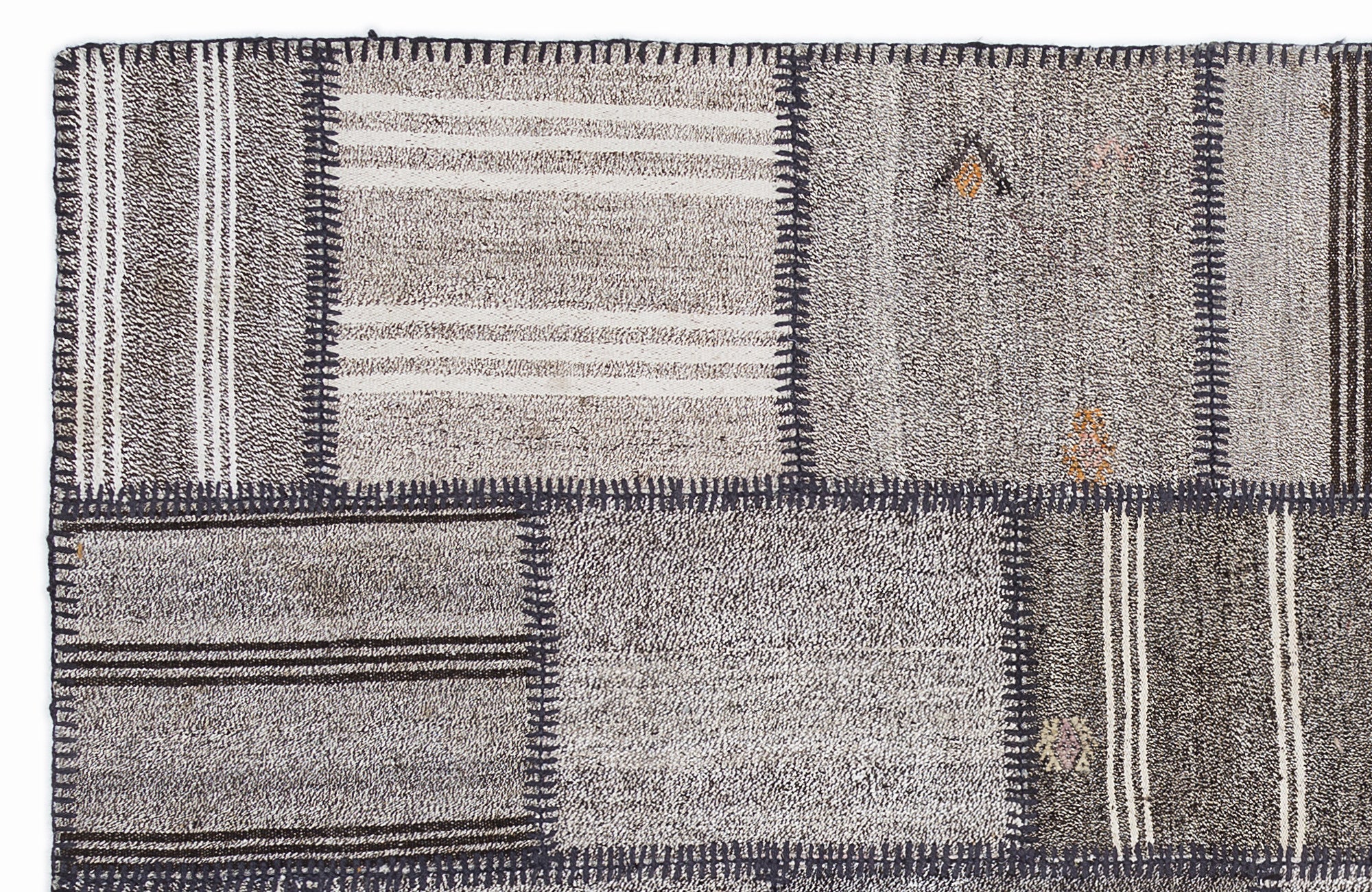 Striped Over Dyed Kilim Patchwork Unique Rug 5'3'' x 7'7'' ft 160 x 230 cm