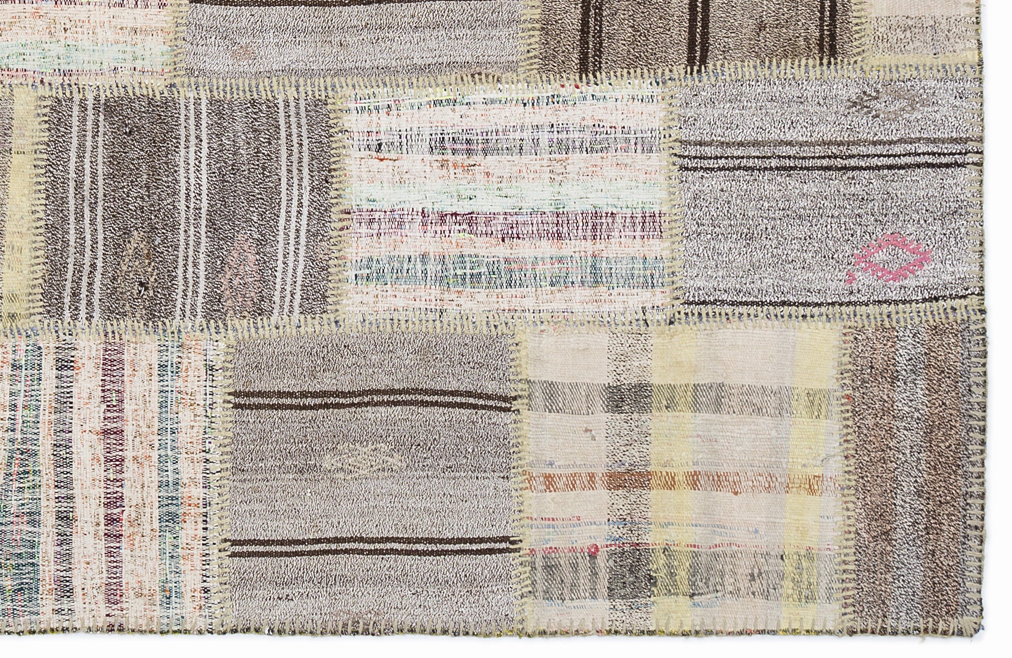 Striped Over Dyed Kilim Patchwork Unique Rug 5'3'' x 7'7'' ft 160 x 230 cm