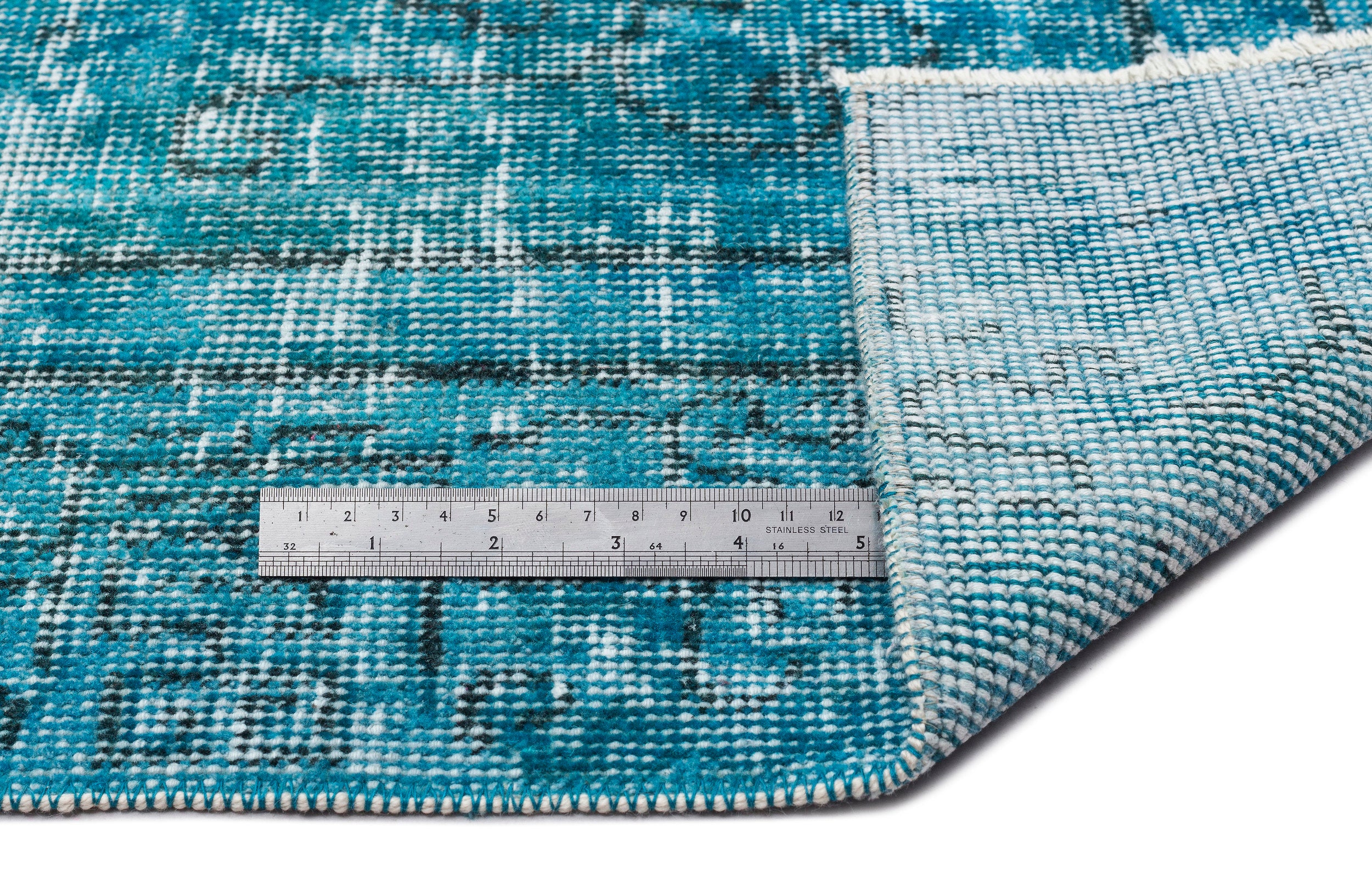 Turquoise Over Dyed Vintage Rug 5'4'' x 8'12'' ft 162 x 274 cm