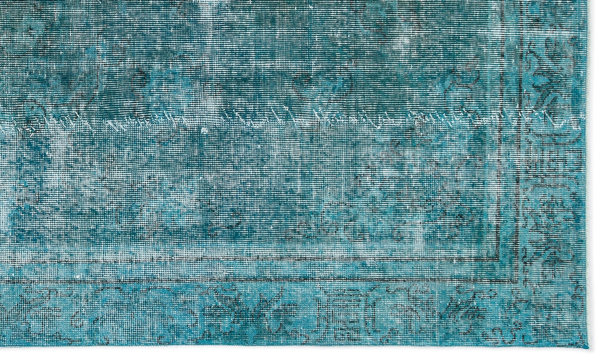 Turquoise Over Dyed Vintage Rug 5'4'' x 8'12'' ft 162 x 274 cm