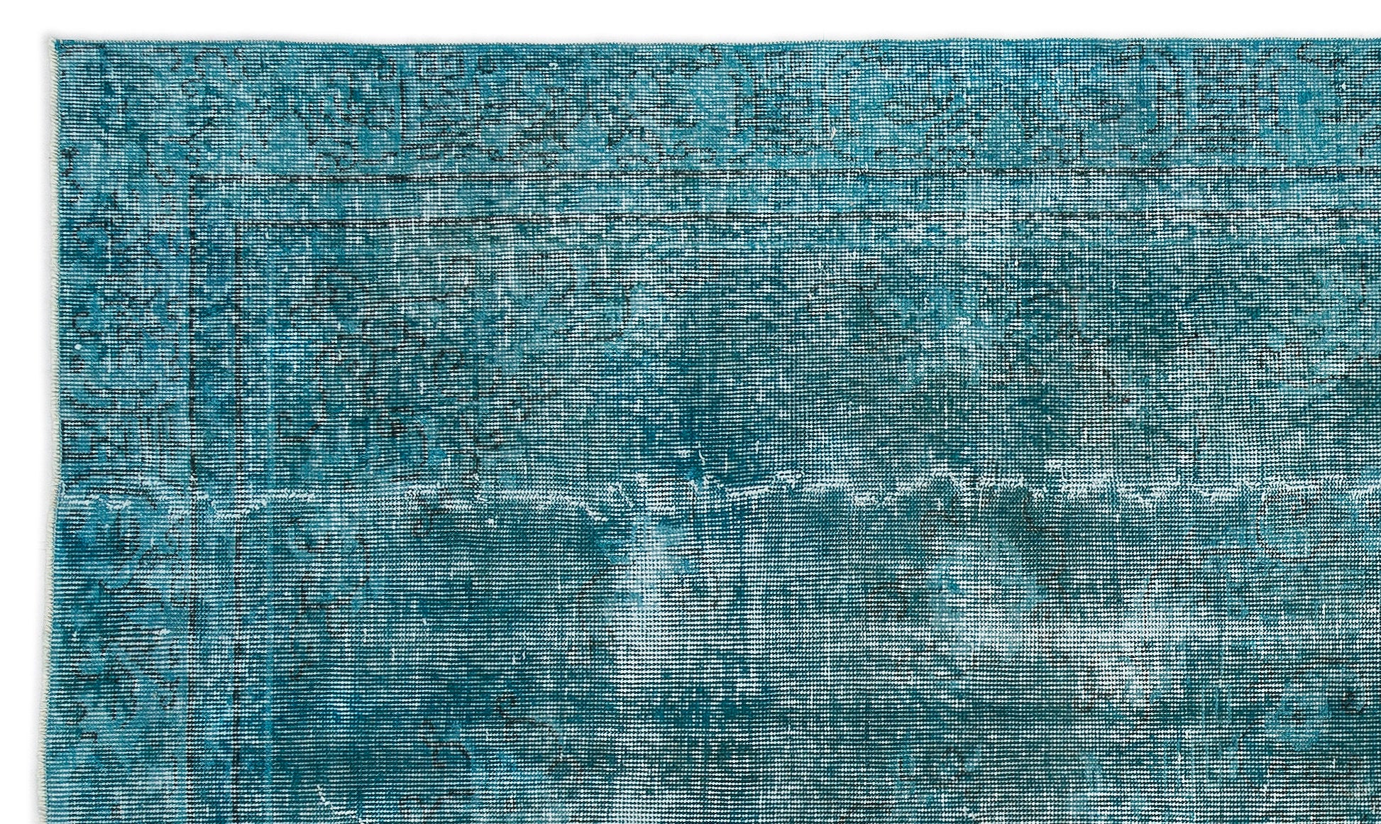 Turquoise Over Dyed Vintage Rug 5'4'' x 8'12'' ft 162 x 274 cm