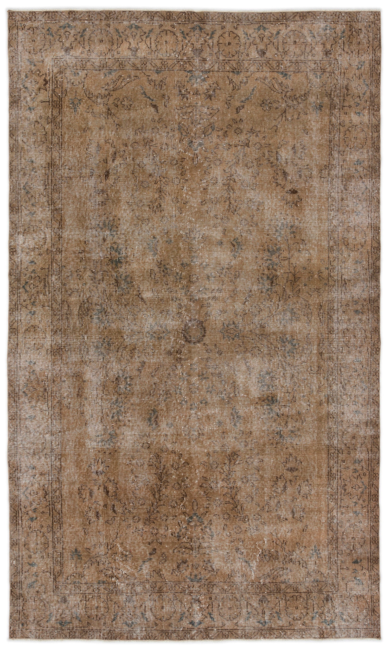Brown Over Dyed Vintage Rug 5'2'' x 8'8'' ft 158 x 265 cm