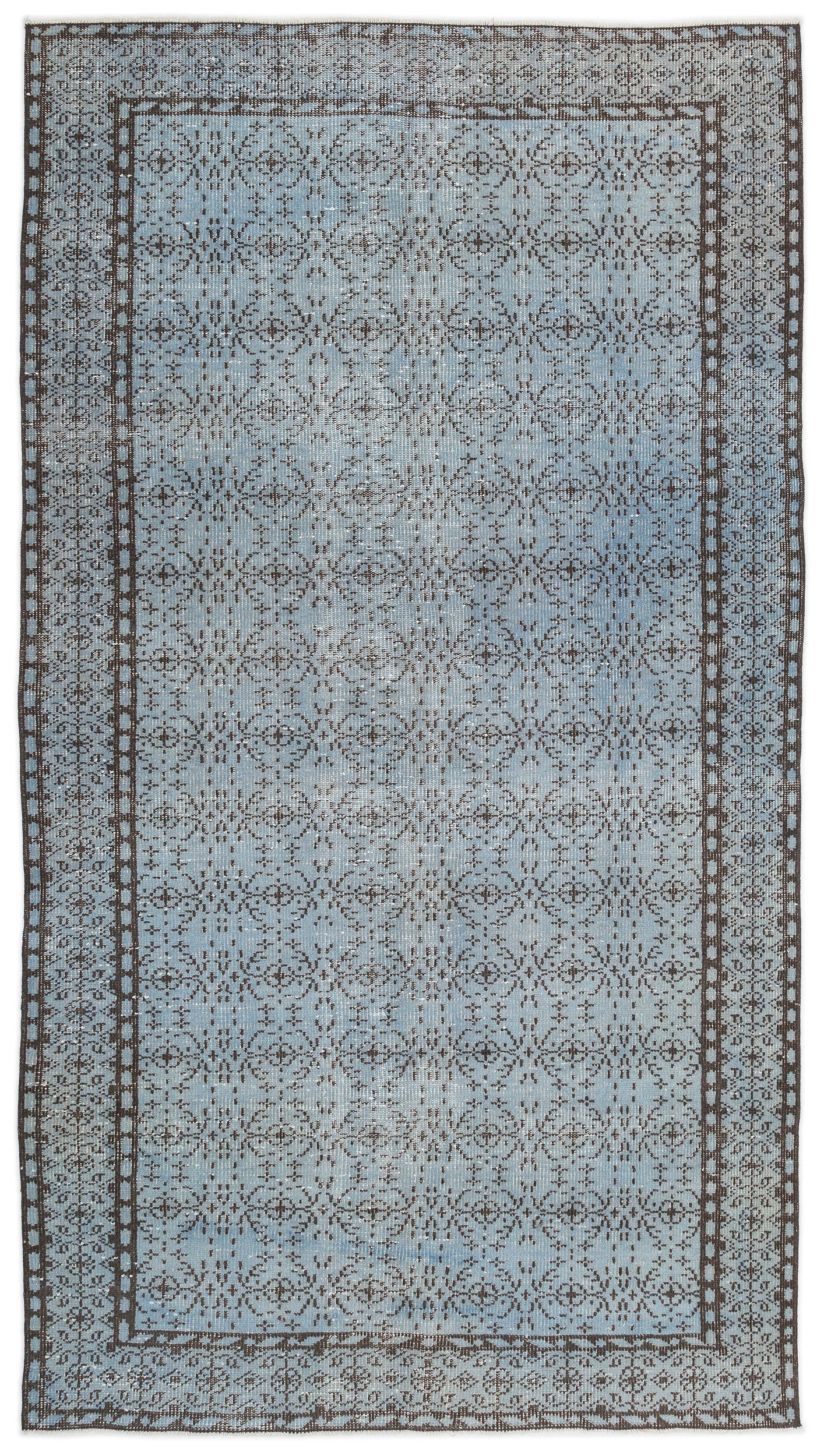 Blue Over Dyed Vintage Rug 4'11'' x 8'9'' ft 149 x 267 cm