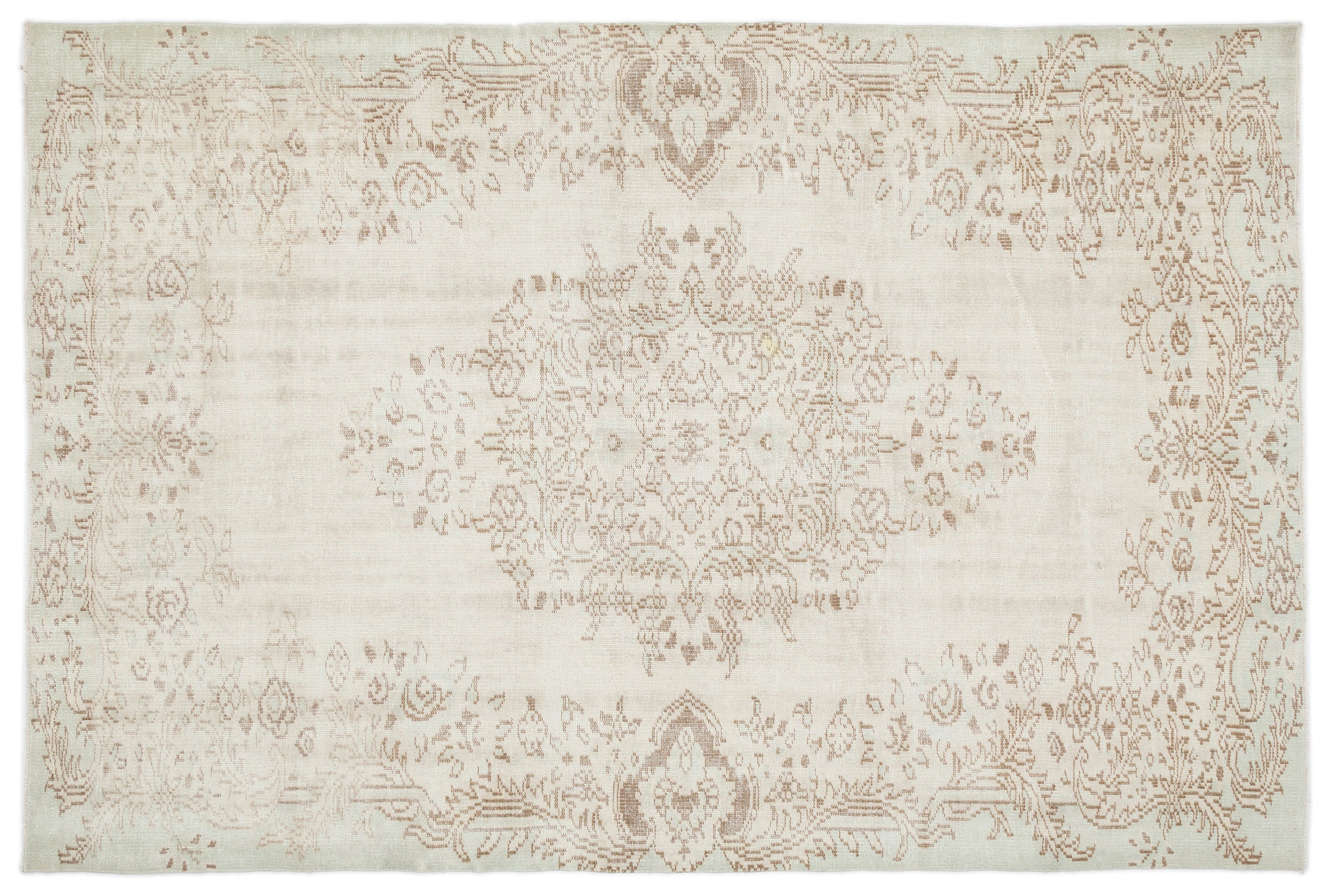 Beige Over Dyed Vintage Rug 6'2'' x 9'4'' ft 187 x 285 cm