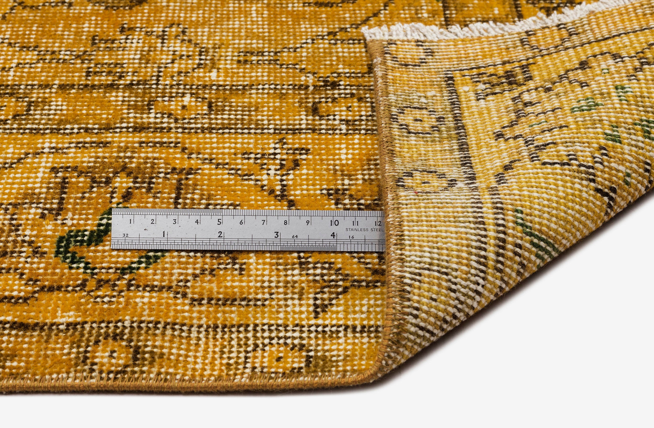 Yellow Over Dyed Vintage Rug 5'5'' x 8'8'' ft 165 x 264 cm
