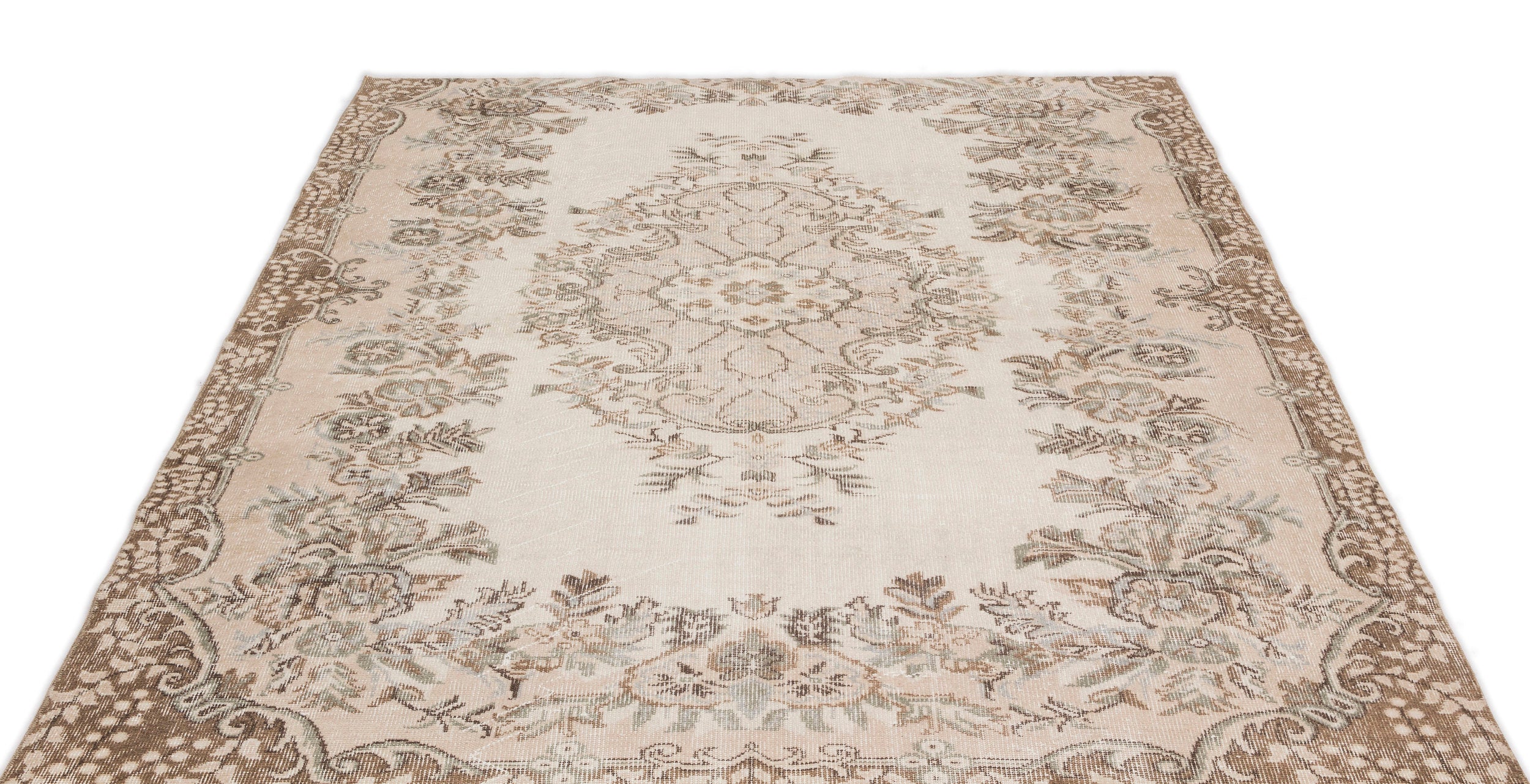 Beige Over Dyed Vintage Rug 5'7'' x 8'4'' ft 170 x 255 cm