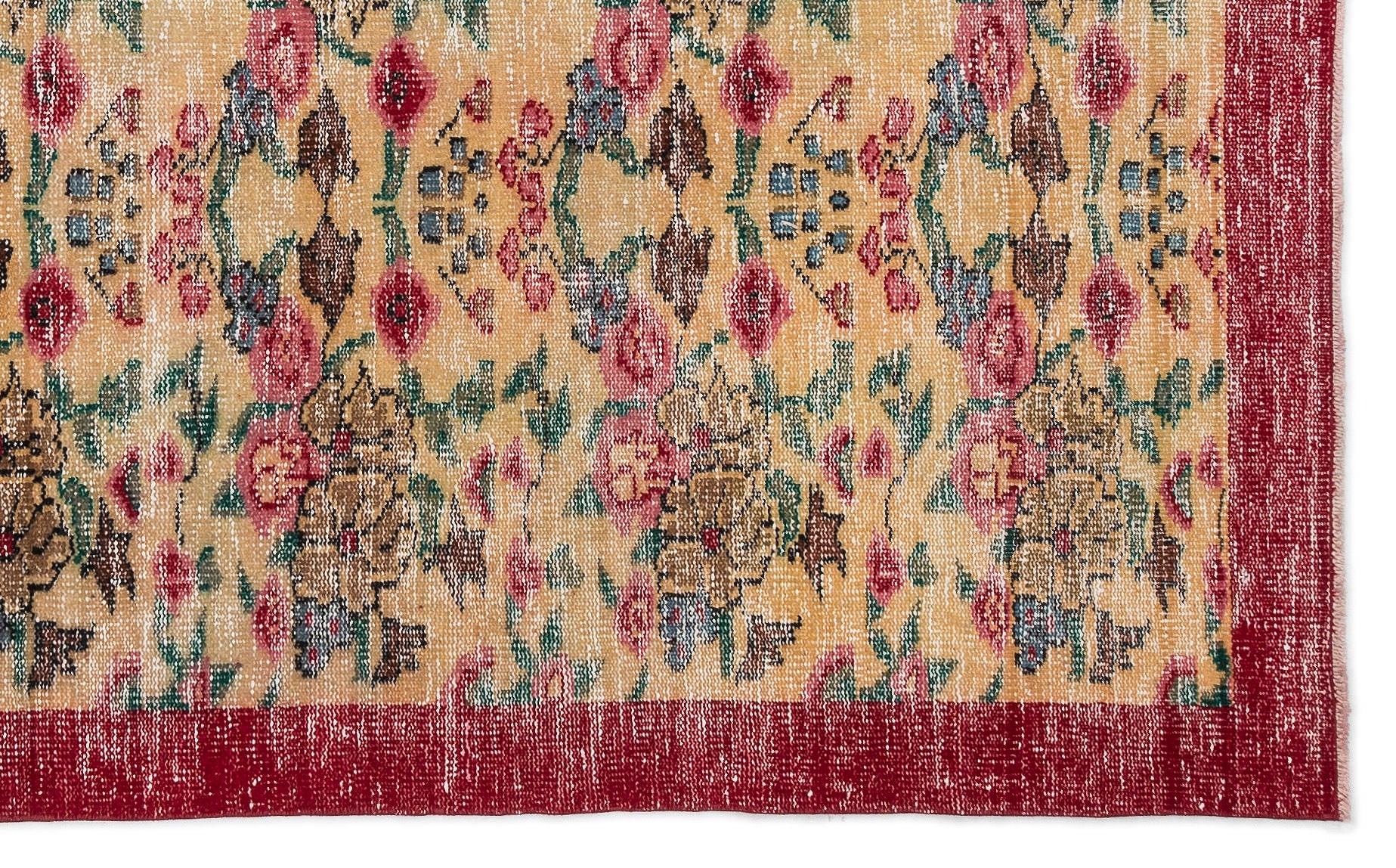 Retro Design Natural Red Floral Vintage Rug 5'5'' x 9'0'' ft 164 x 275 cm