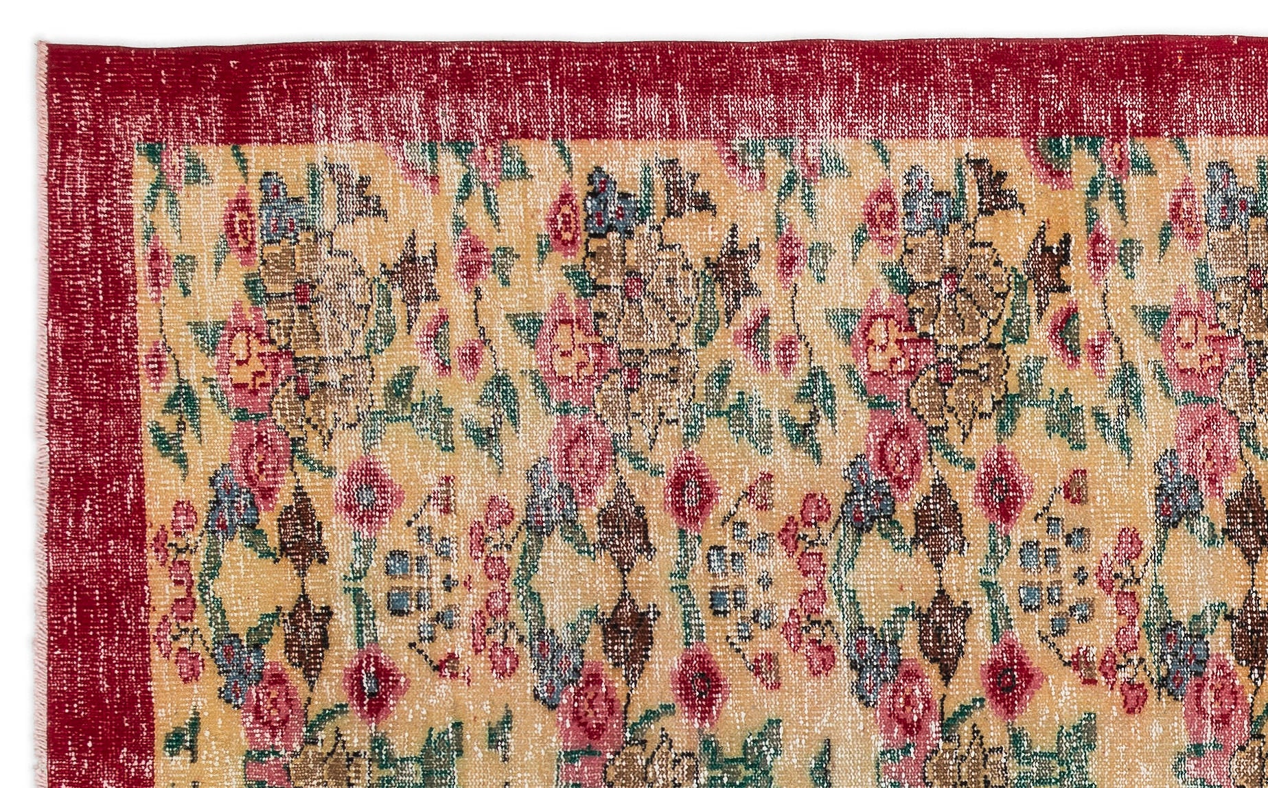 Retro Design Natural Red Floral Vintage Rug 5'5'' x 9'0'' ft 164 x 275 cm