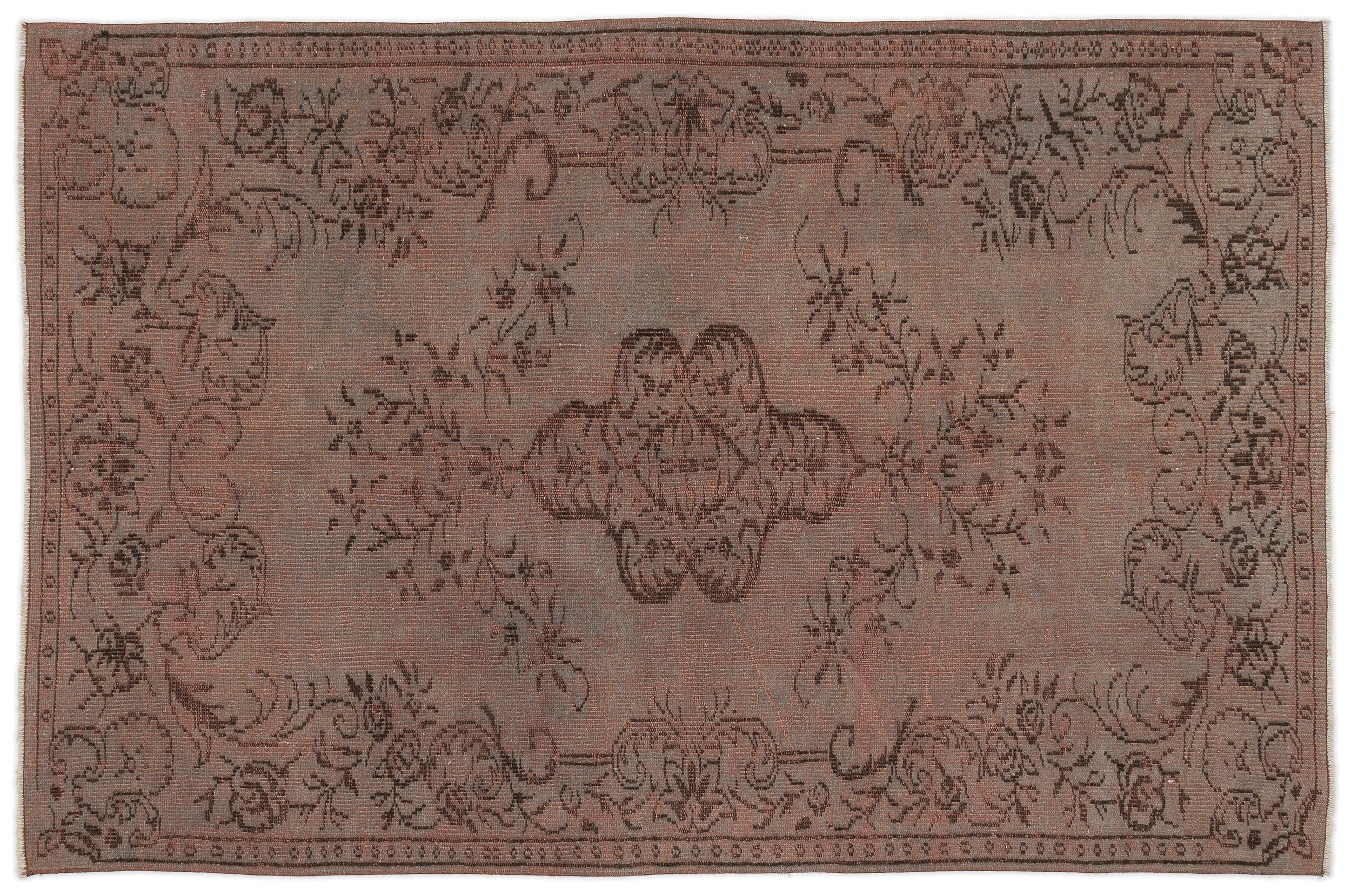 Brown Over Dyed Vintage Rug 5'2'' x 8'0'' ft 158 x 245 cm