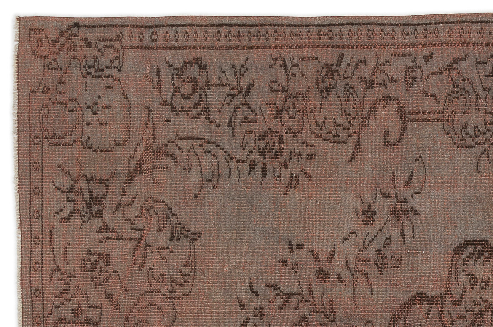 Brown Over Dyed Vintage Rug 5'2'' x 8'0'' ft 158 x 245 cm