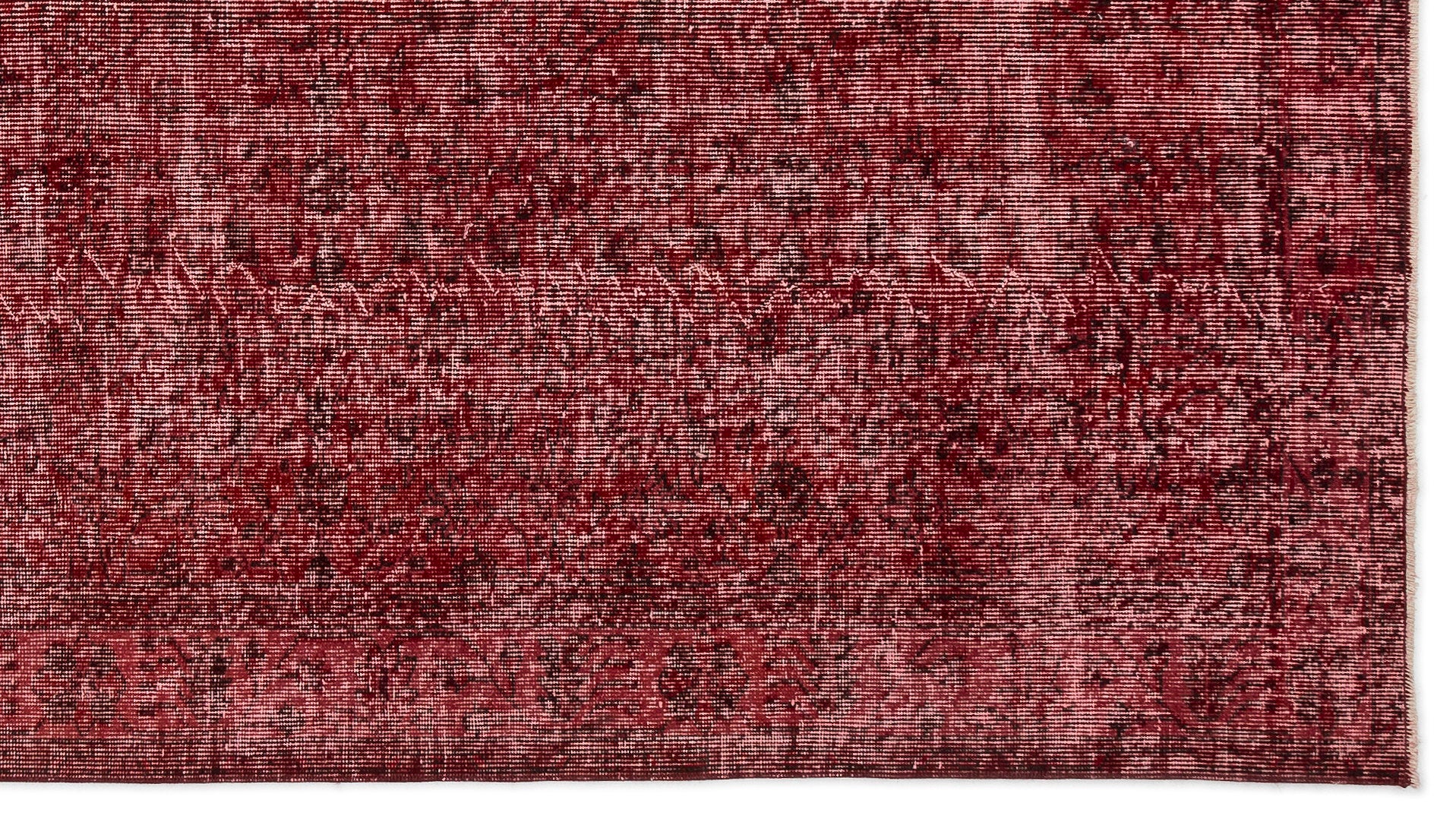 Red Over Dyed Vintage Rug 5'1'' x 9'4'' ft 156 x 285 cm