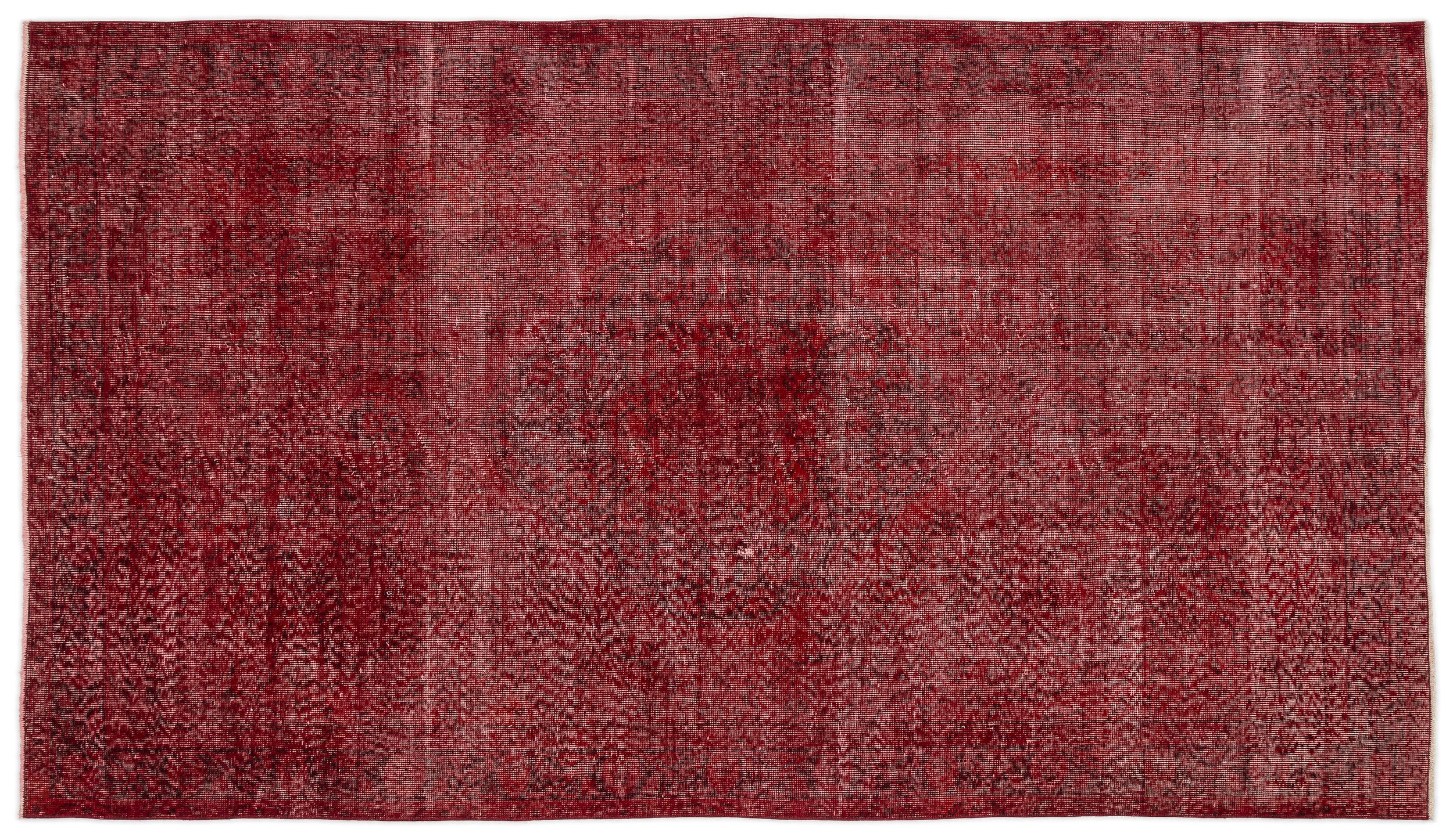 Red Over Dyed Vintage Rug 5'1'' x 9'1'' ft 156 x 276 cm