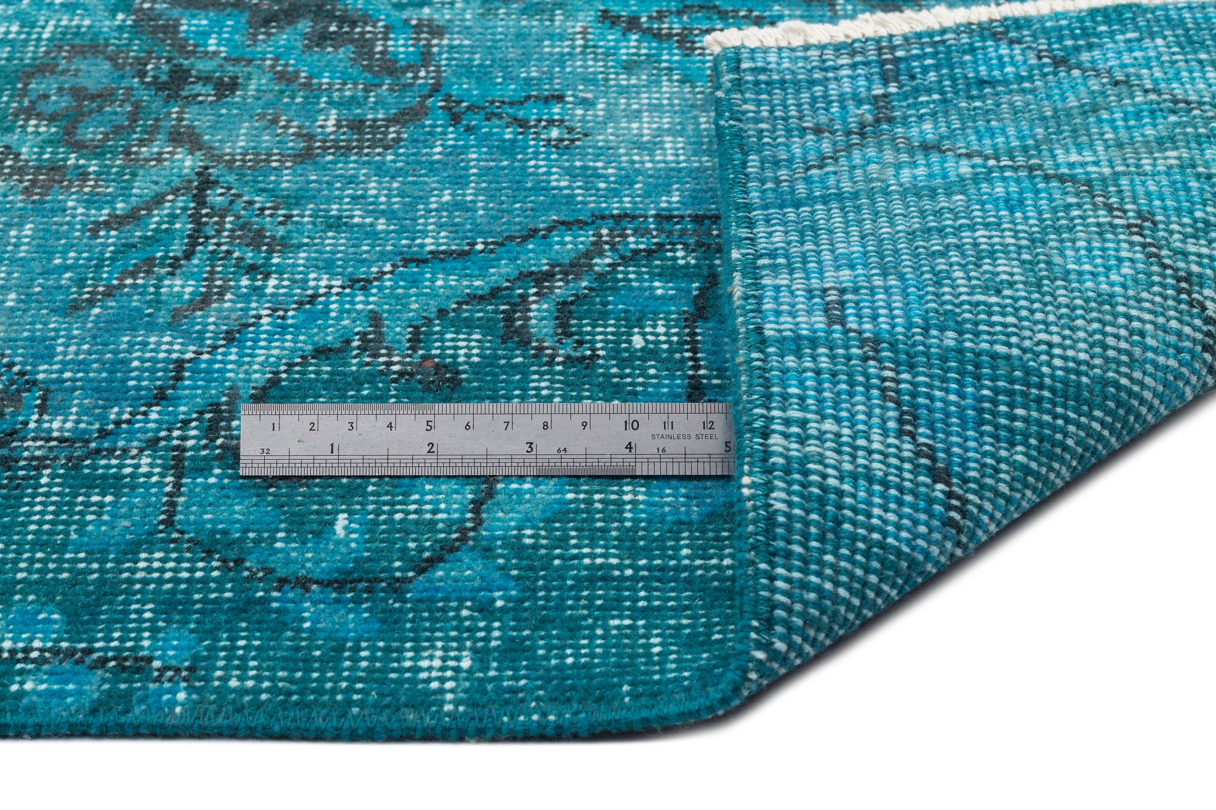 Turquoise Over Dyed Vintage Rug 6'5'' x 10'6'' ft 195 x 319 cm