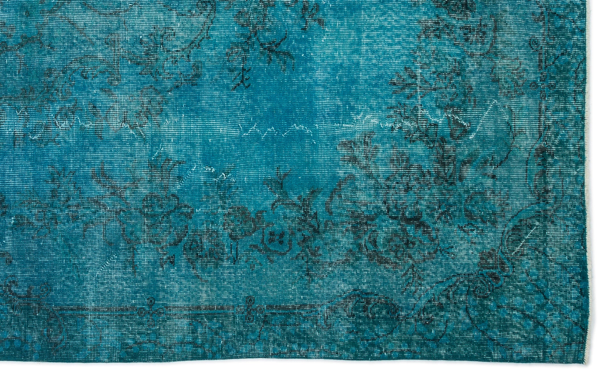 Turquoise Over Dyed Vintage Rug 6'5'' x 10'6'' ft 195 x 319 cm
