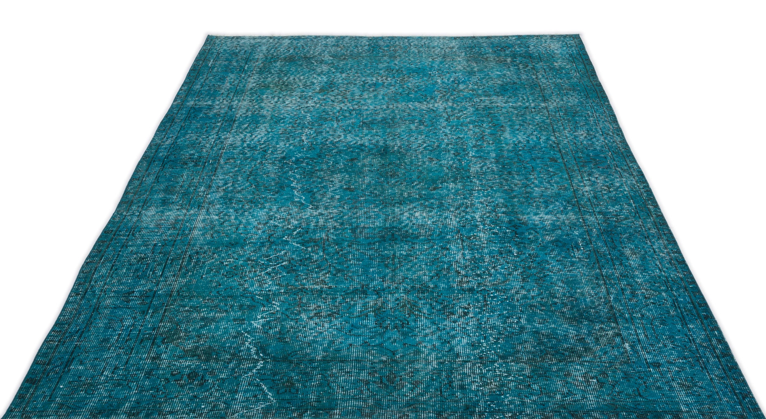 Turquoise Over Dyed Vintage Rug 5'2'' x 8'0'' ft 158 x 244 cm