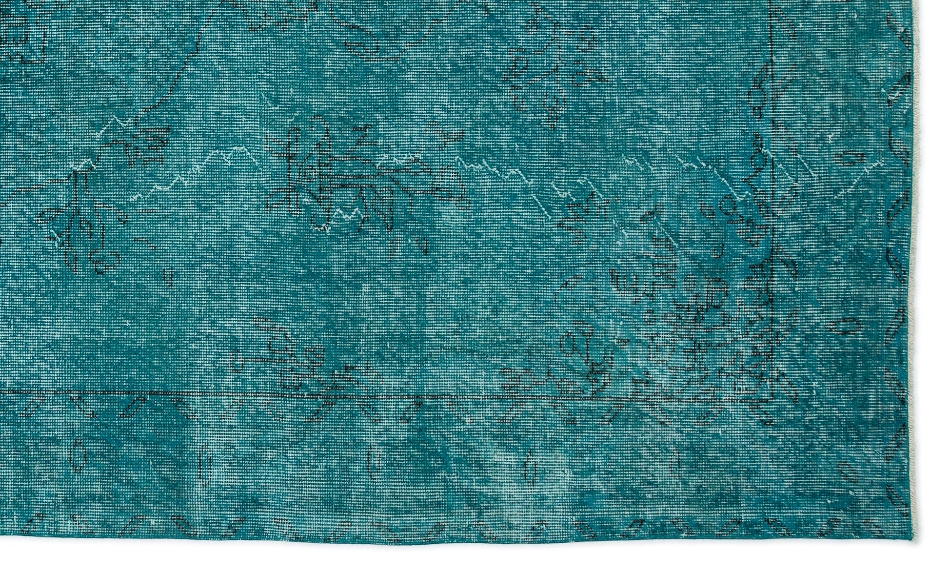 Turquoise Over Dyed Vintage Rug 5'6'' x 9'5'' ft 168 x 286 cm