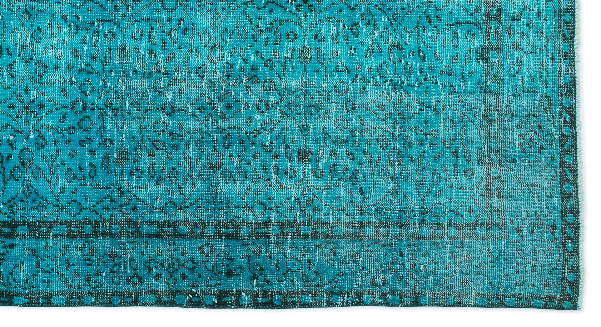 Turquoise Over Dyed Vintage Rug 4'11'' x 9'2'' ft 150 x 280 cm