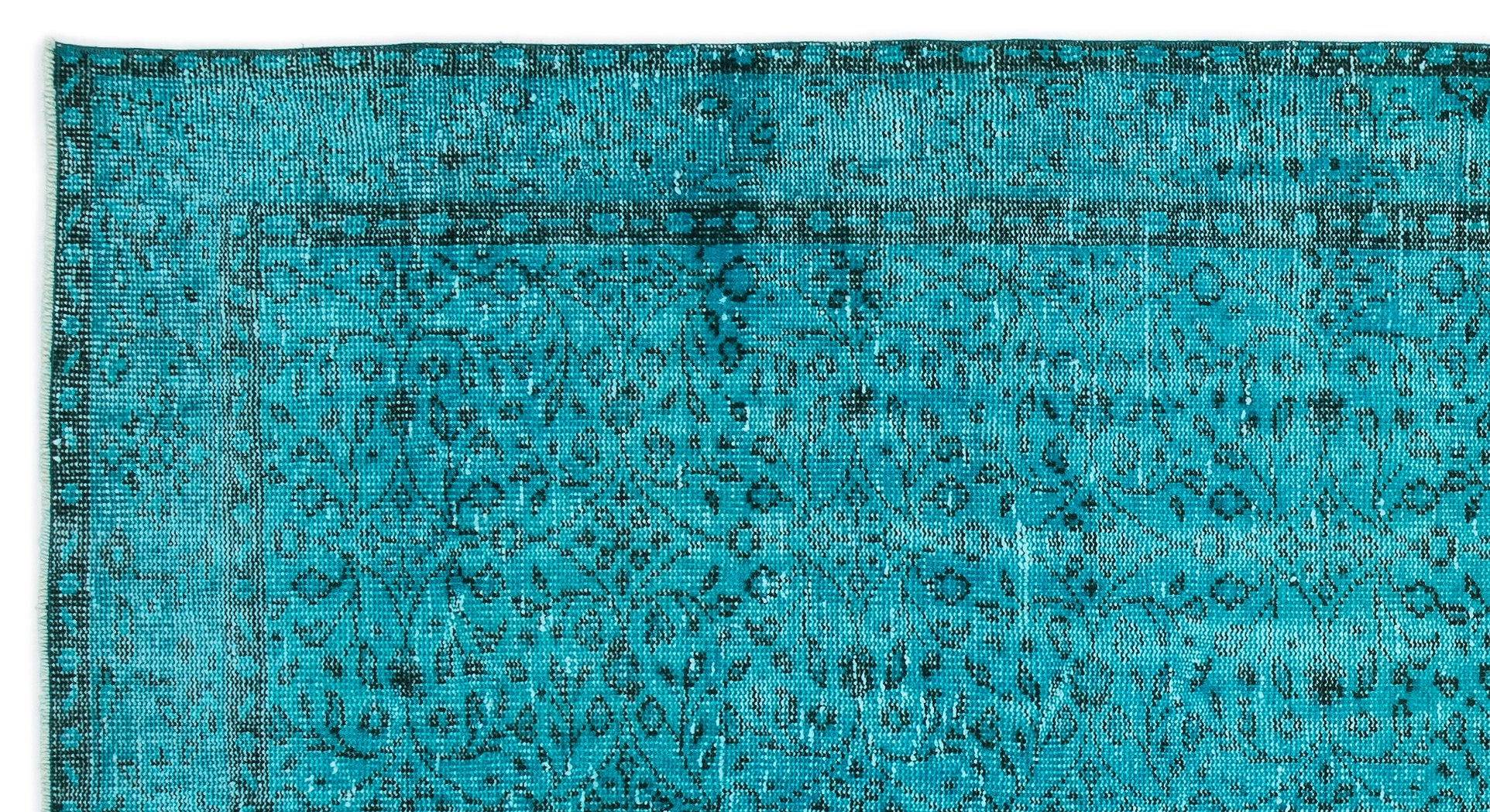 Turquoise Over Dyed Vintage Rug 4'11'' x 9'2'' ft 150 x 280 cm