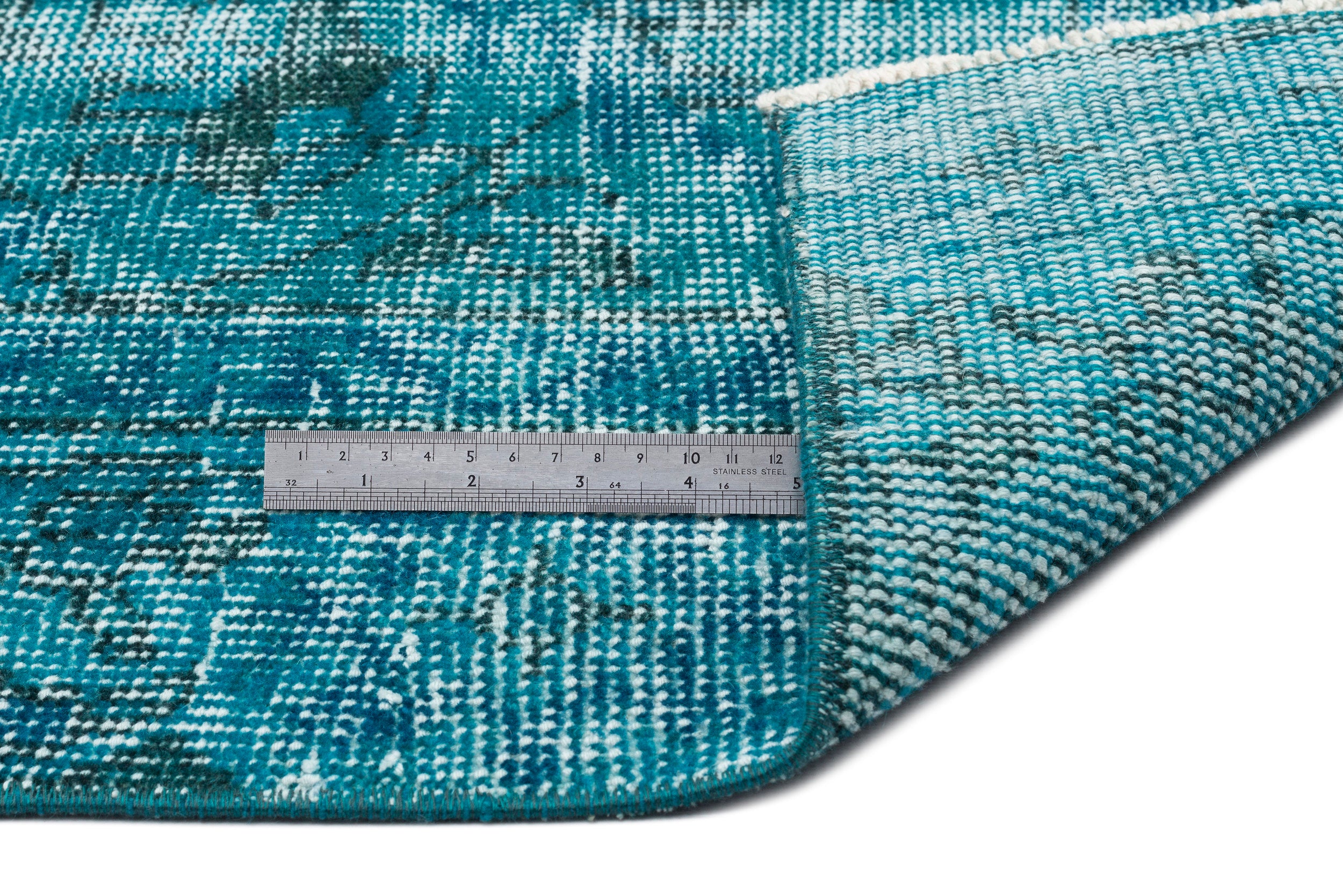 Turquoise Over Dyed Vintage Rug 5'3'' x 8'8'' ft 161 x 264 cm