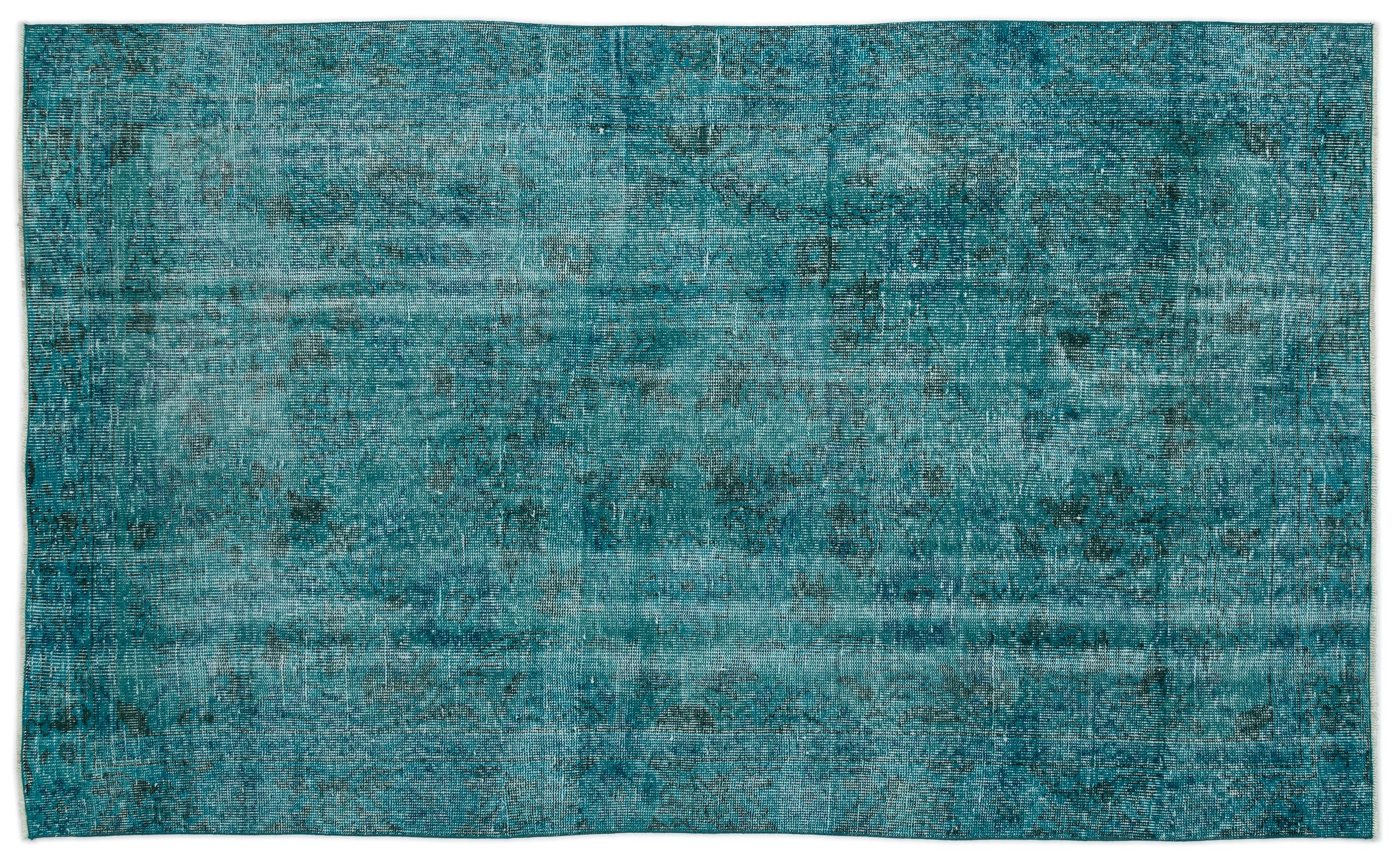 Turquoise Over Dyed Vintage Rug 5'3'' x 8'8'' ft 161 x 264 cm