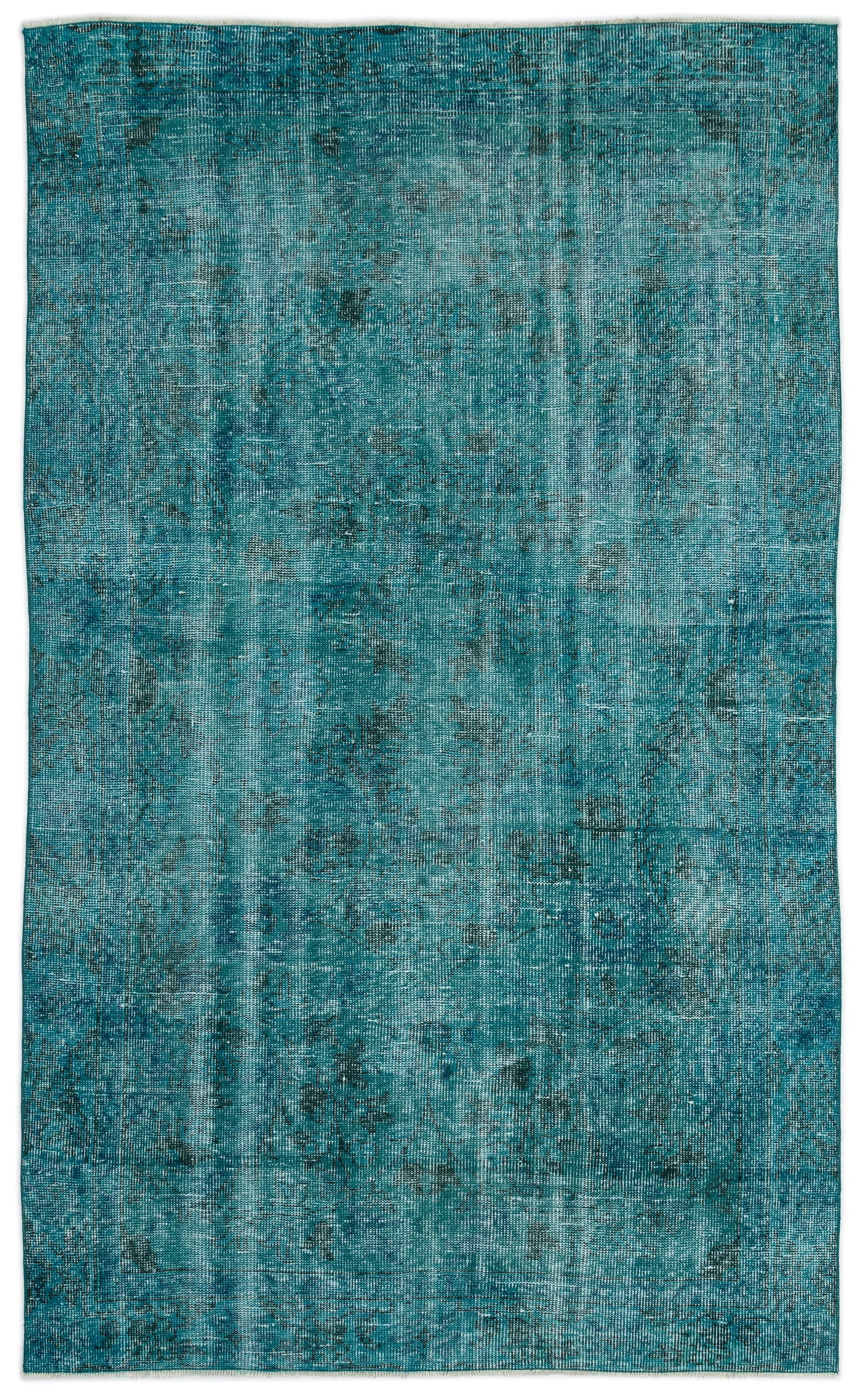 Turquoise Over Dyed Vintage Rug 5'3'' x 8'8'' ft 161 x 264 cm