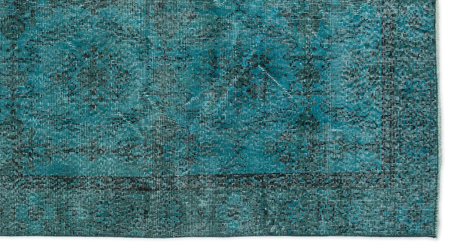 Turquoise Over Dyed Vintage Rug 4'9'' x 8'11'' ft 144 x 271 cm