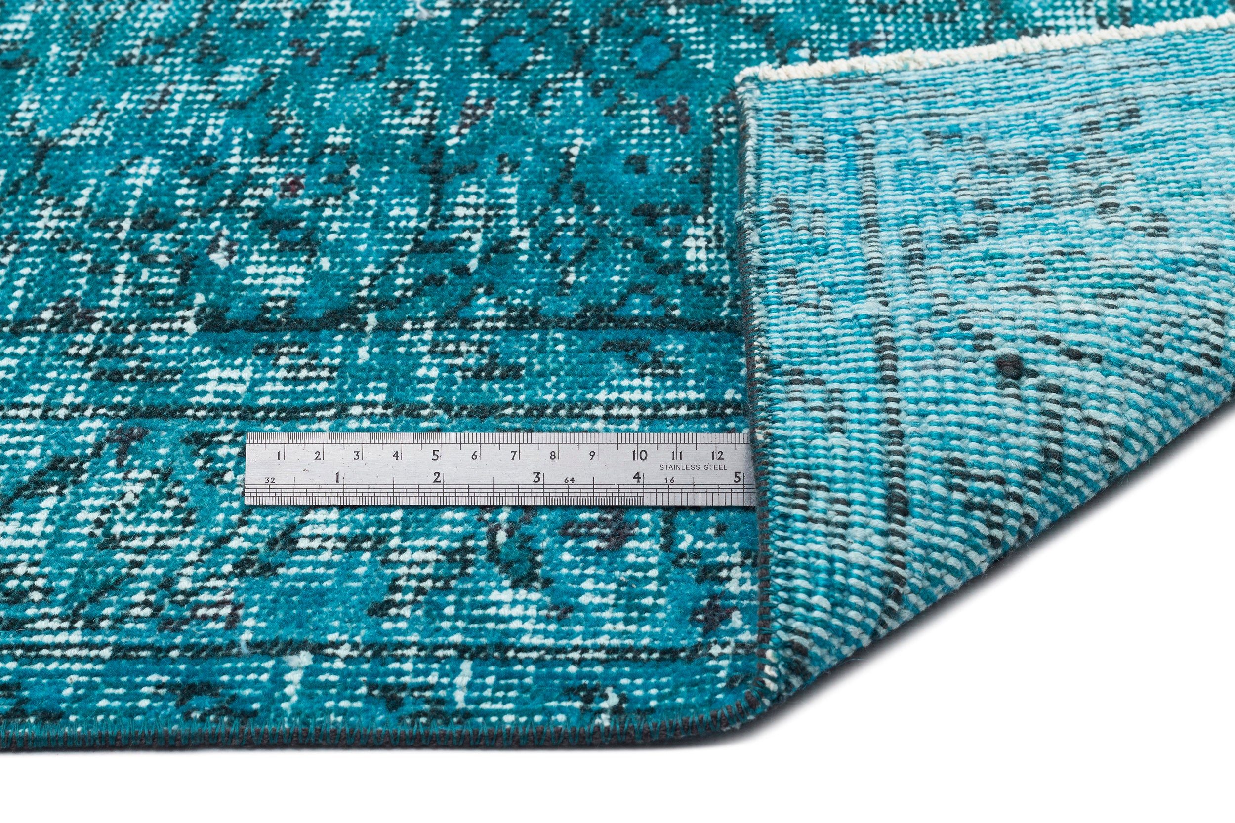 Turquoise Over Dyed Vintage Rug 4'9'' x 8'4'' ft 145 x 255 cm