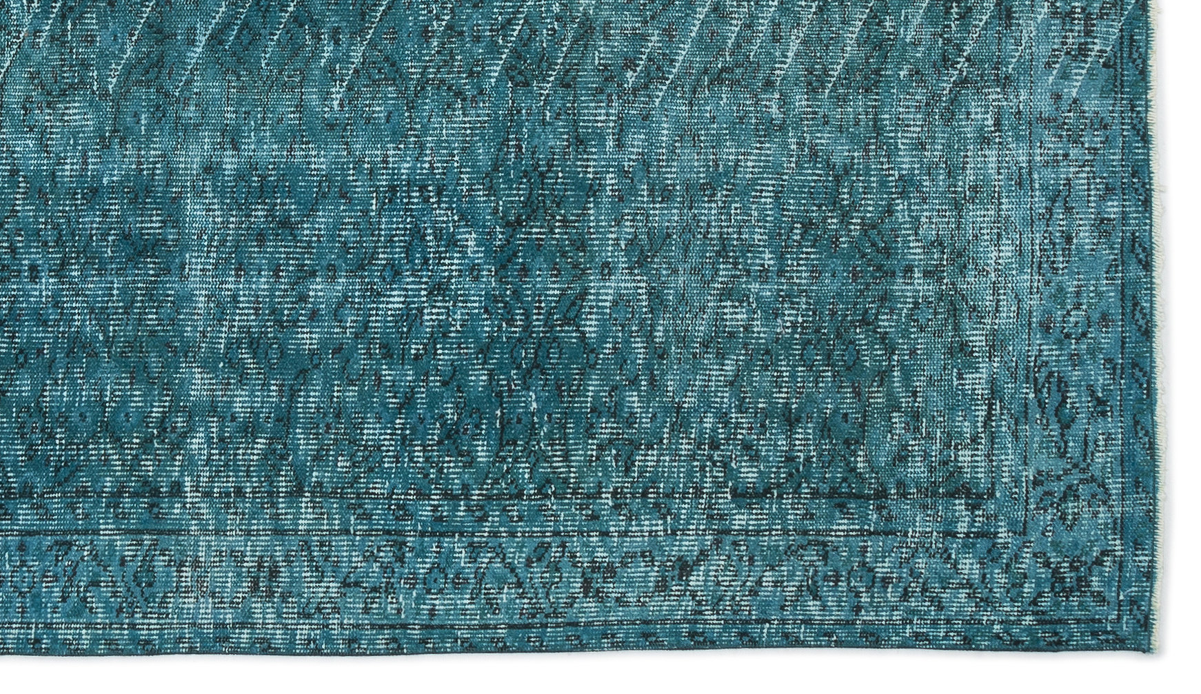 Turquoise Over Dyed Vintage Rug 4'9'' x 8'4'' ft 145 x 255 cm
