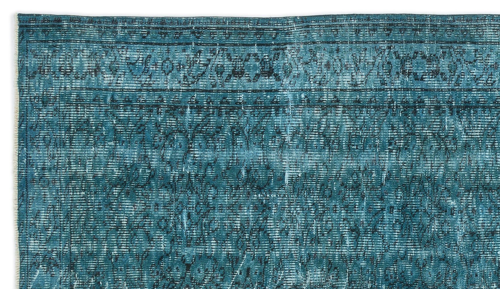 Turquoise Over Dyed Vintage Rug 4'9'' x 8'4'' ft 145 x 255 cm
