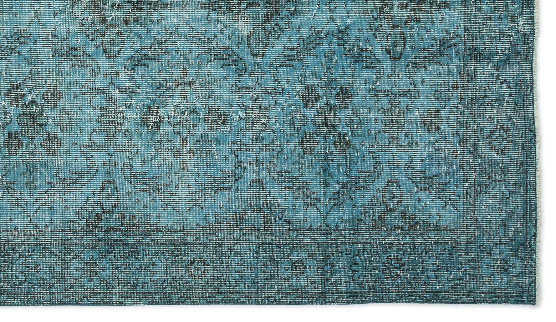 Turquoise Over Dyed Vintage Rug 4'10'' x 8'8'' ft 148 x 265 cm