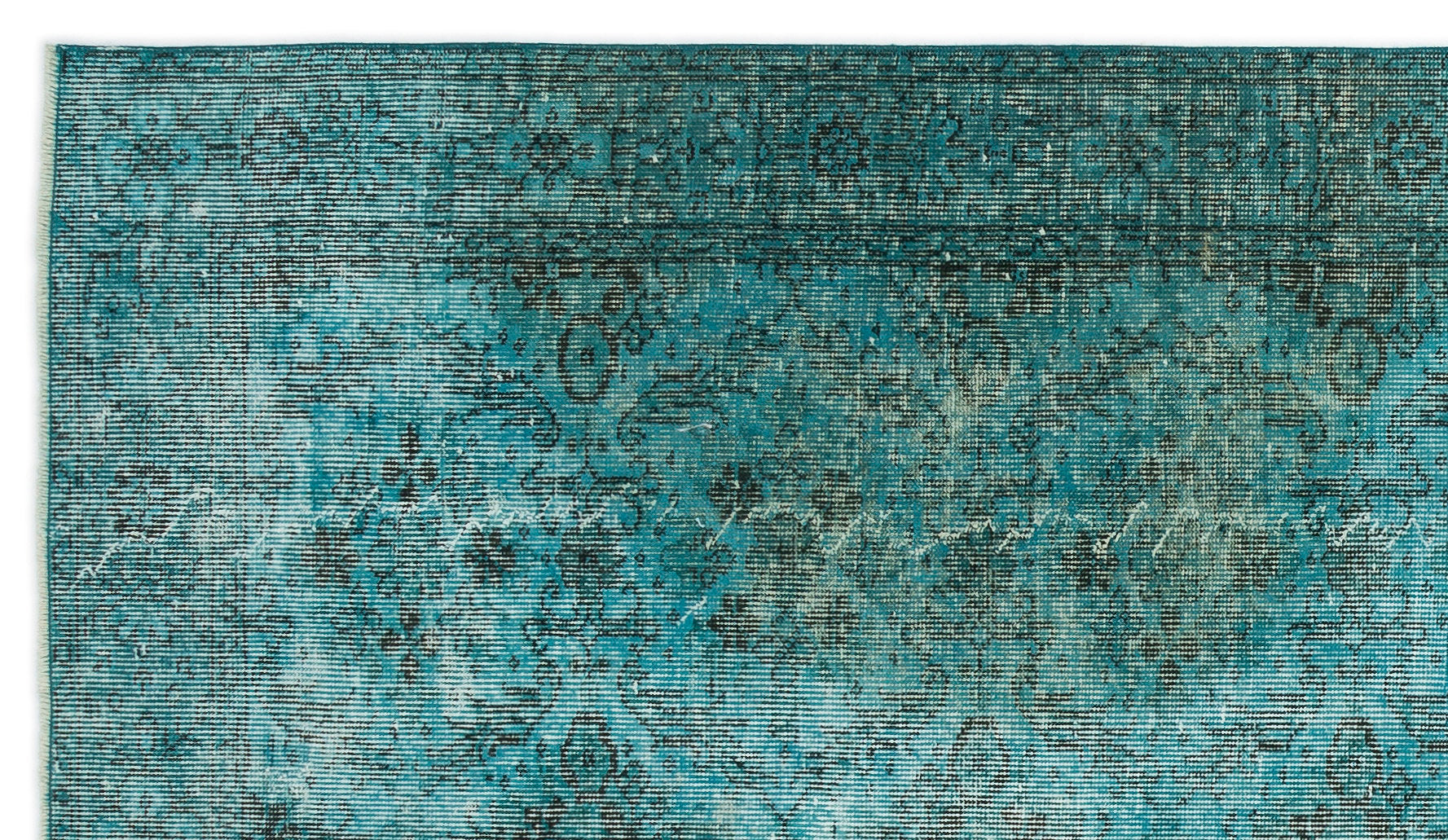 Turquoise Over Dyed Vintage Rug 4'10'' x 8'8'' ft 148 x 265 cm