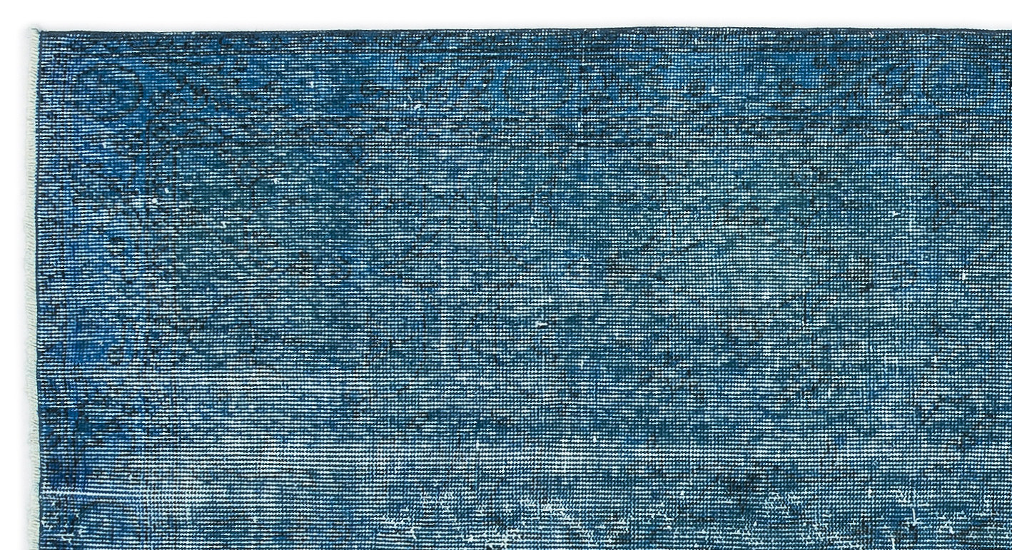 Turquoise Over Dyed Vintage Rug 3'7'' x 6'9'' ft 110 x 207 cm