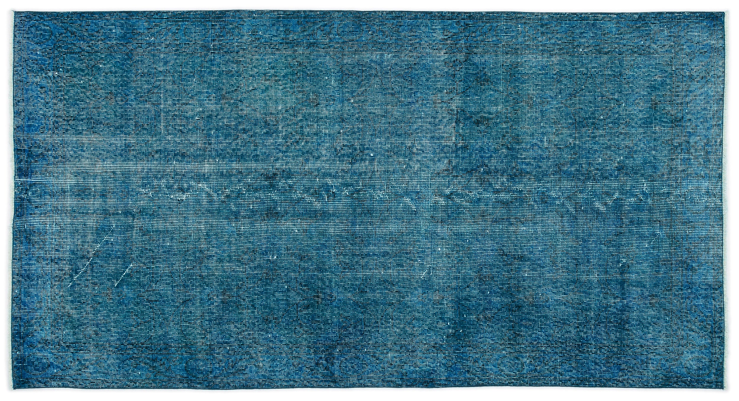 Turquoise Over Dyed Vintage Rug 3'7'' x 6'9'' ft 110 x 207 cm
