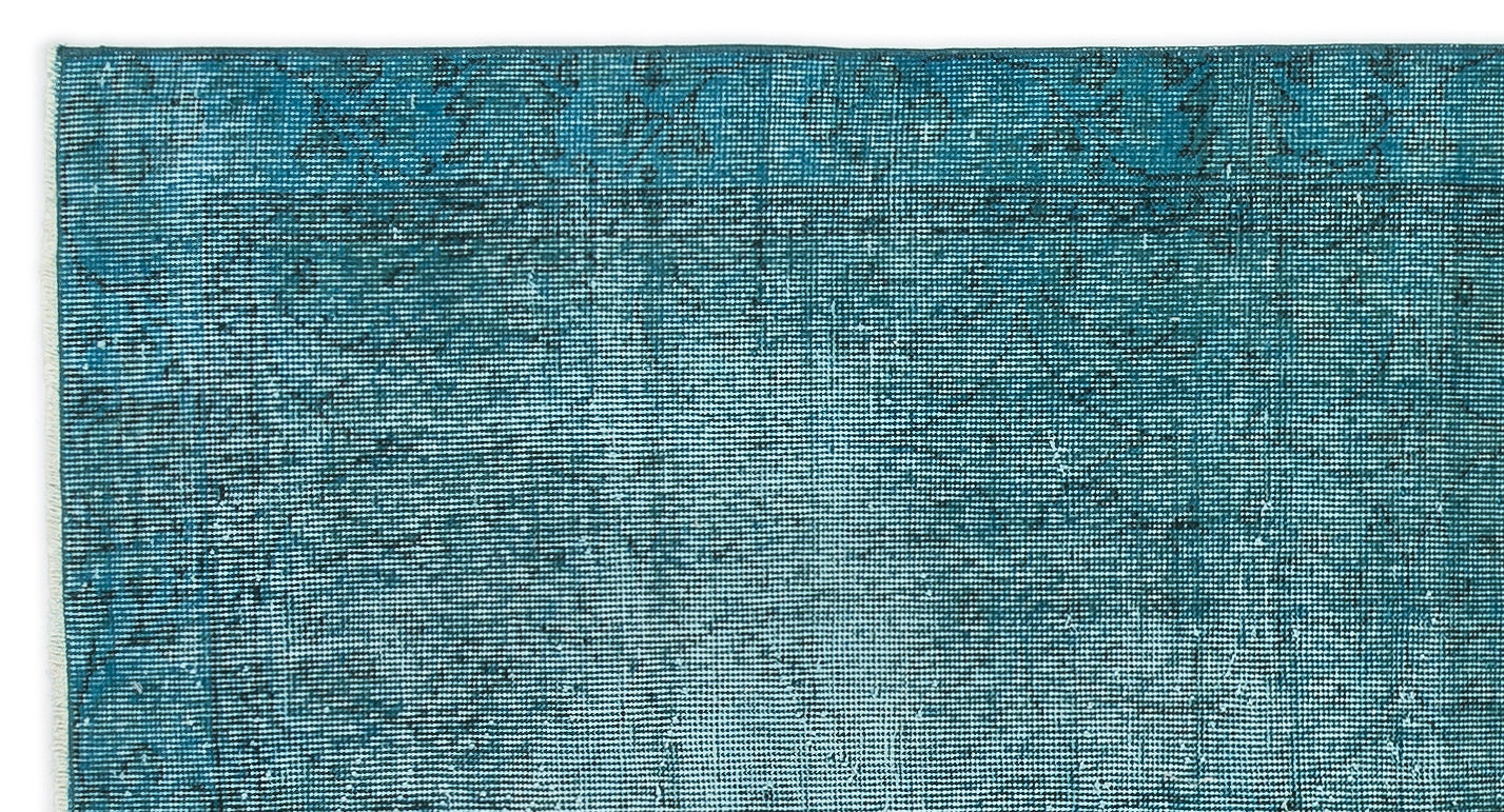 Turquoise Over Dyed Vintage Rug 3'7'' x 6'10'' ft 108 x 208 cm