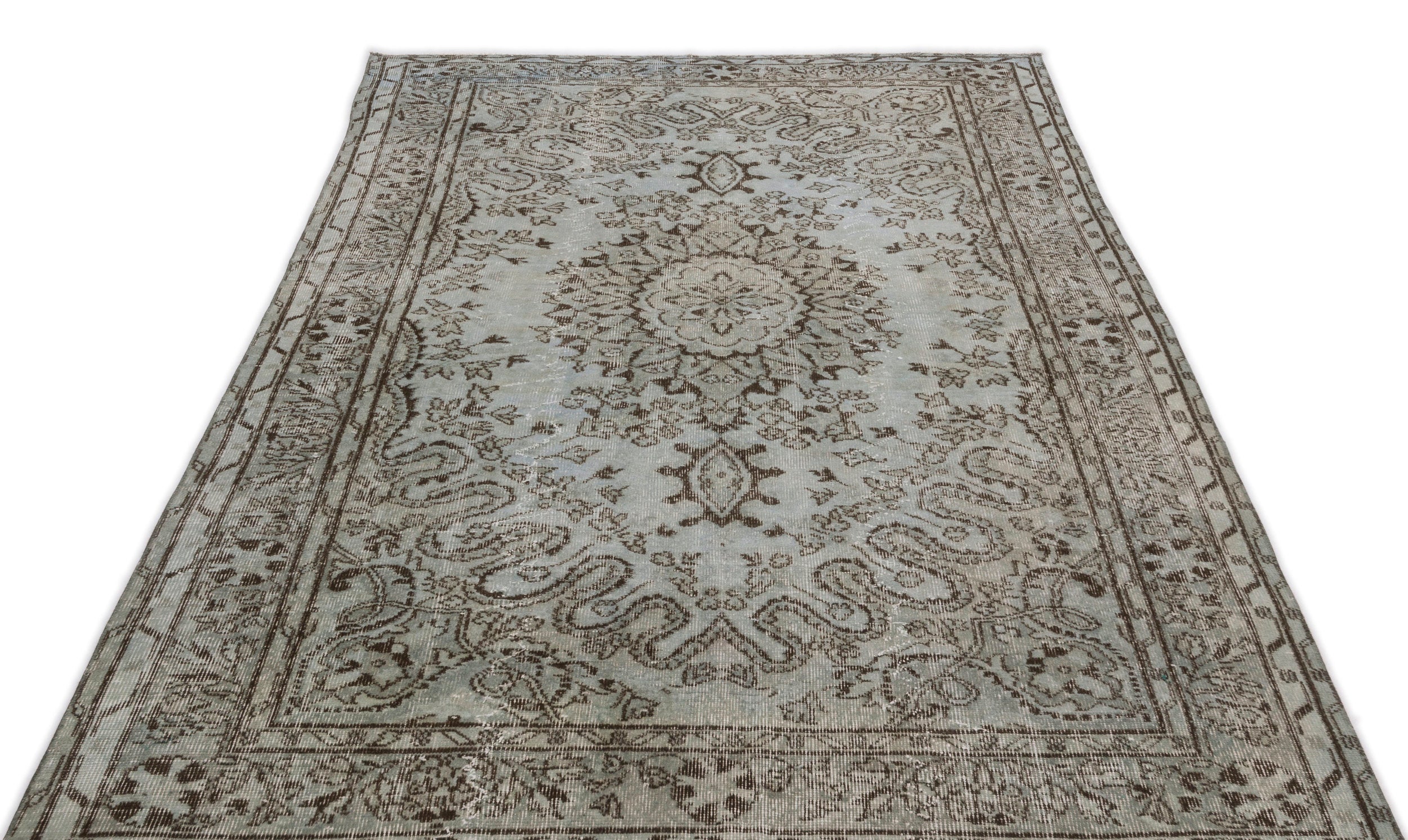 Gray Over Dyed Vintage Rug 5'4'' x 8'7'' ft 163 x 262 cm