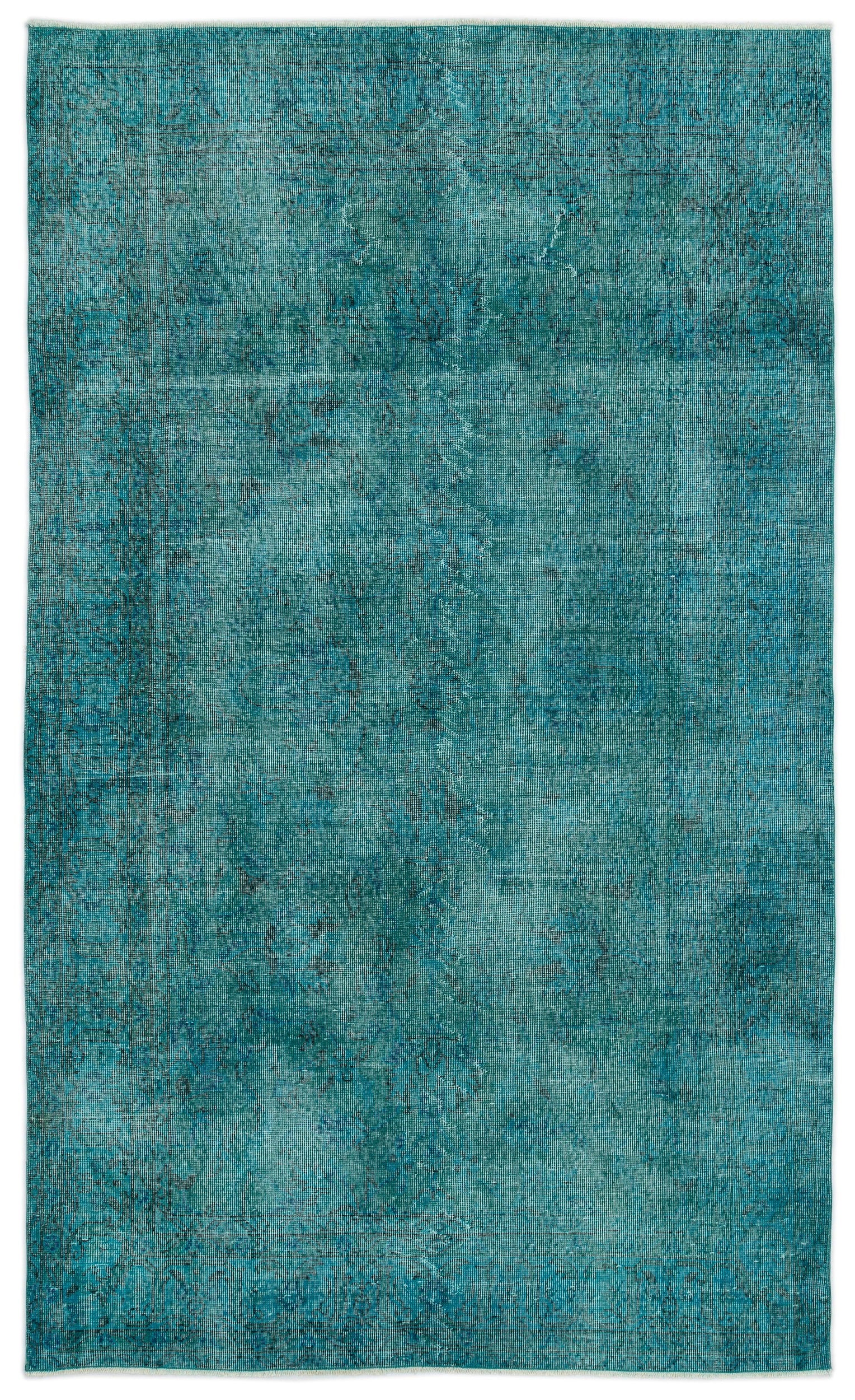 Turquoise Over Dyed Vintage Rug 5'3'' x 8'10'' ft 161 x 268 cm