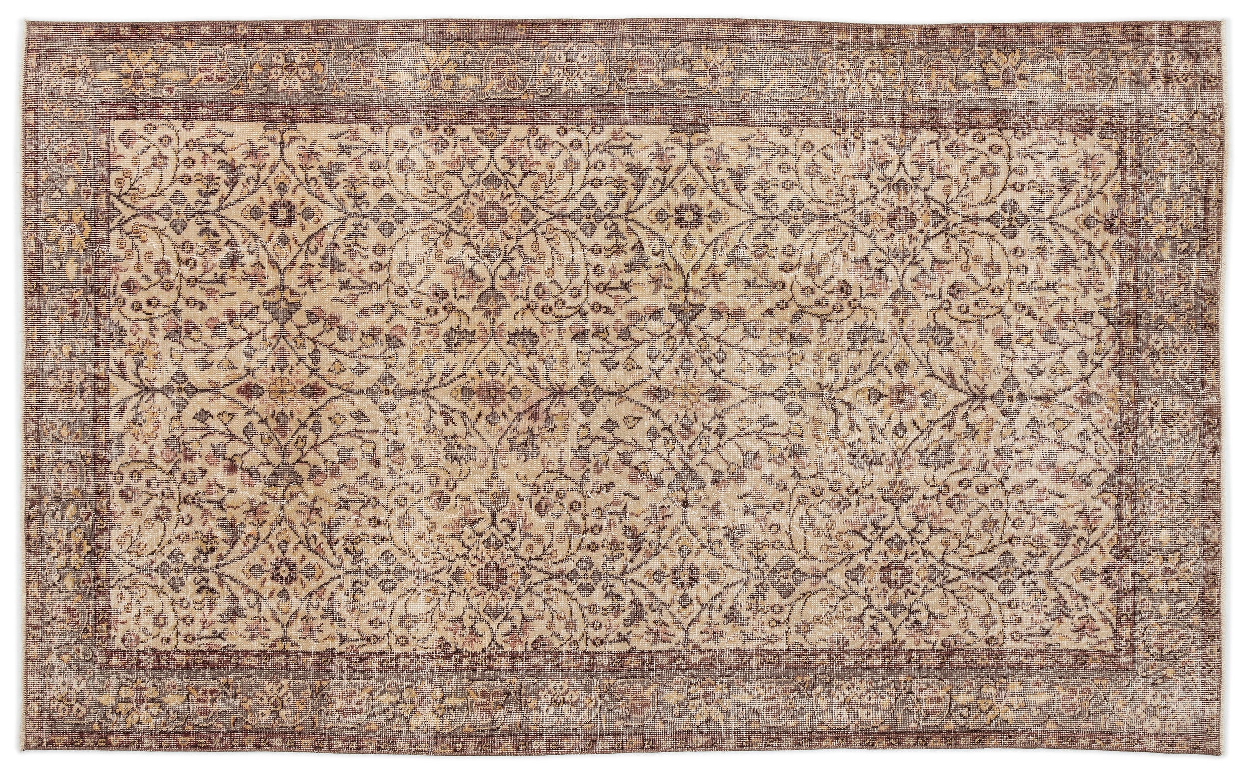 Beige Over Dyed Vintage Rug 5'1'' x 8'8'' ft 156 x 263 cm