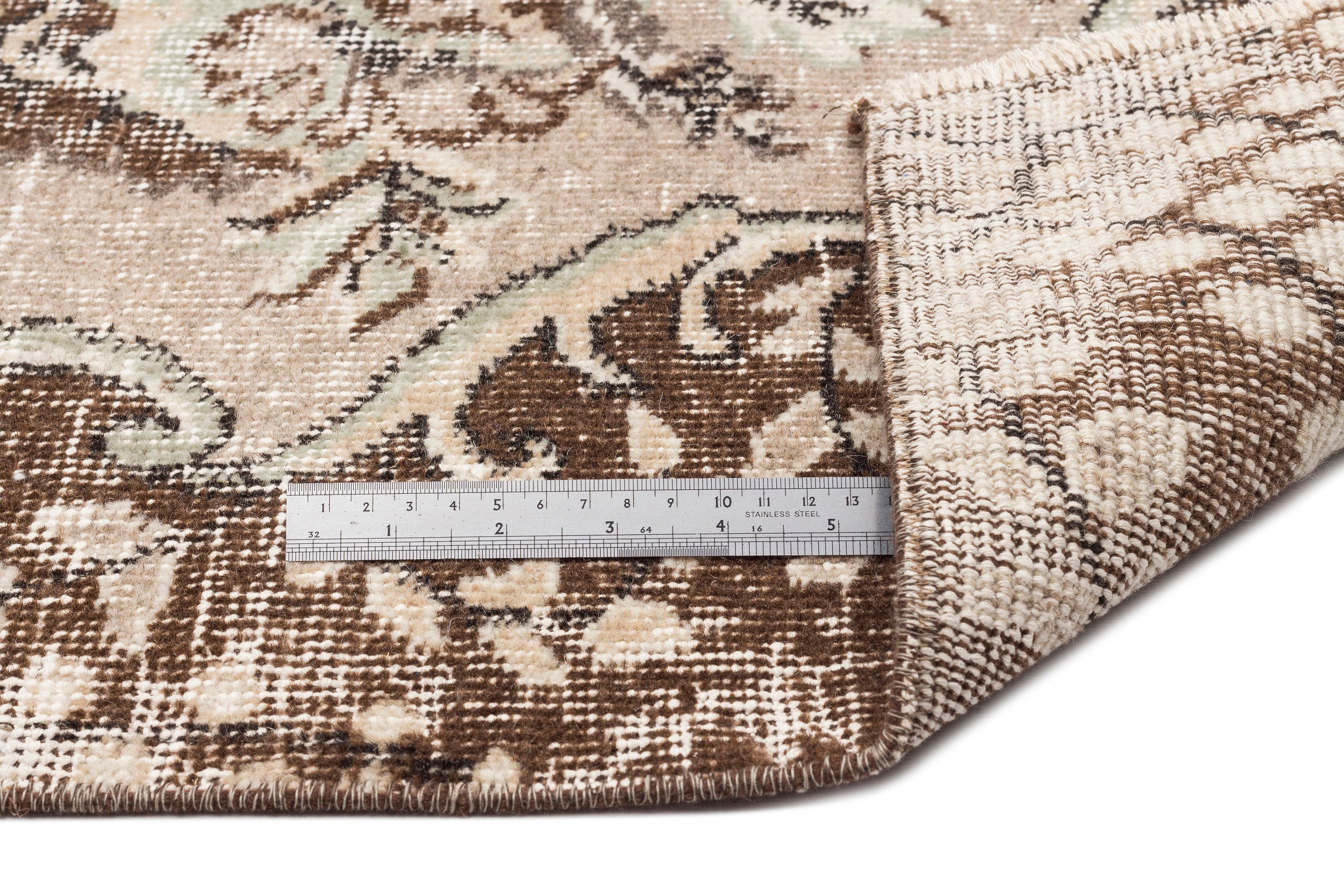 Beige Over Dyed Vintage Rug 6'5'' x 9'9'' ft 195 x 296 cm