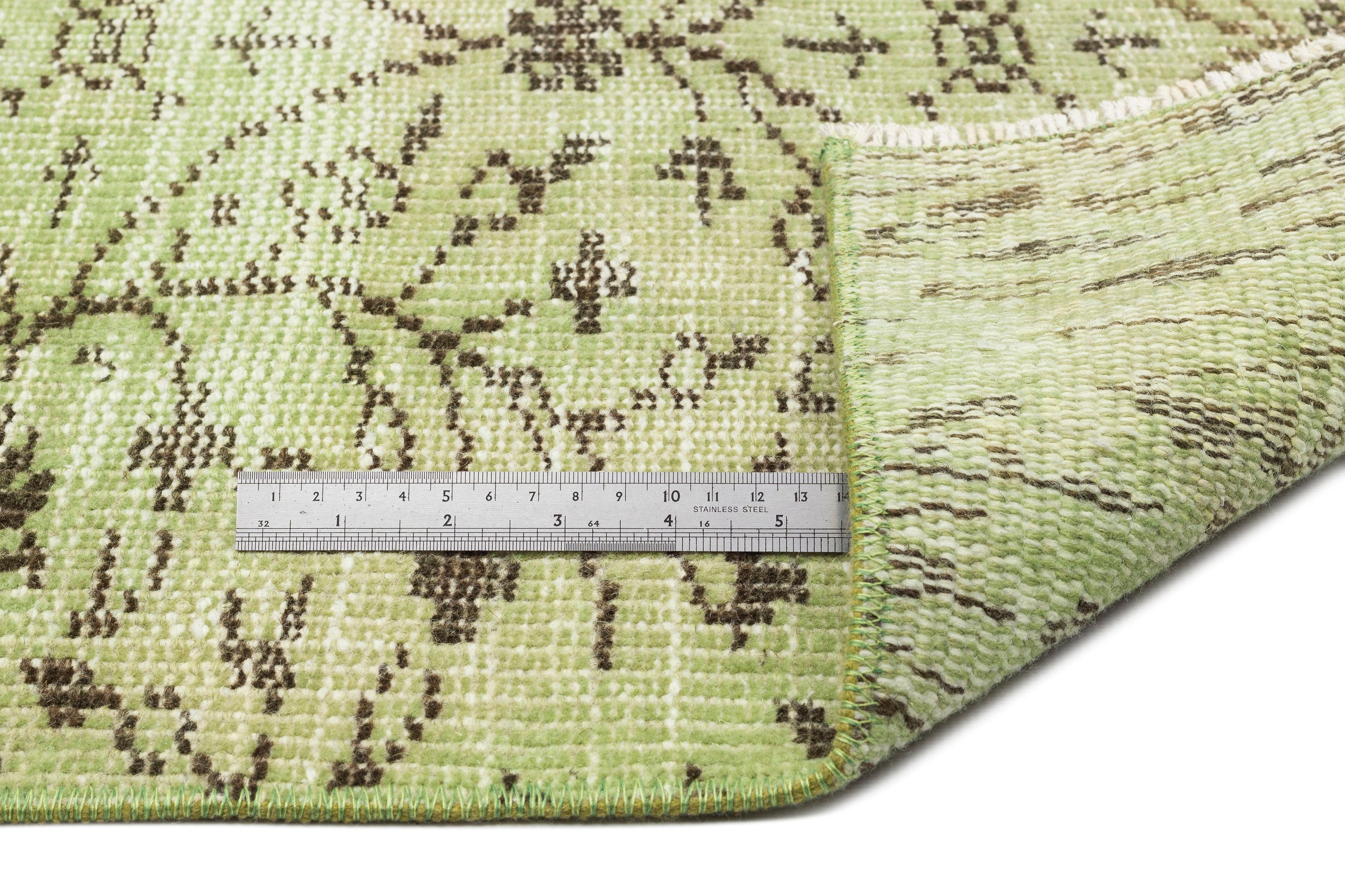 Green Over Dyed Vintage Rug 5'3'' x 8'9'' ft 161 x 267 cm