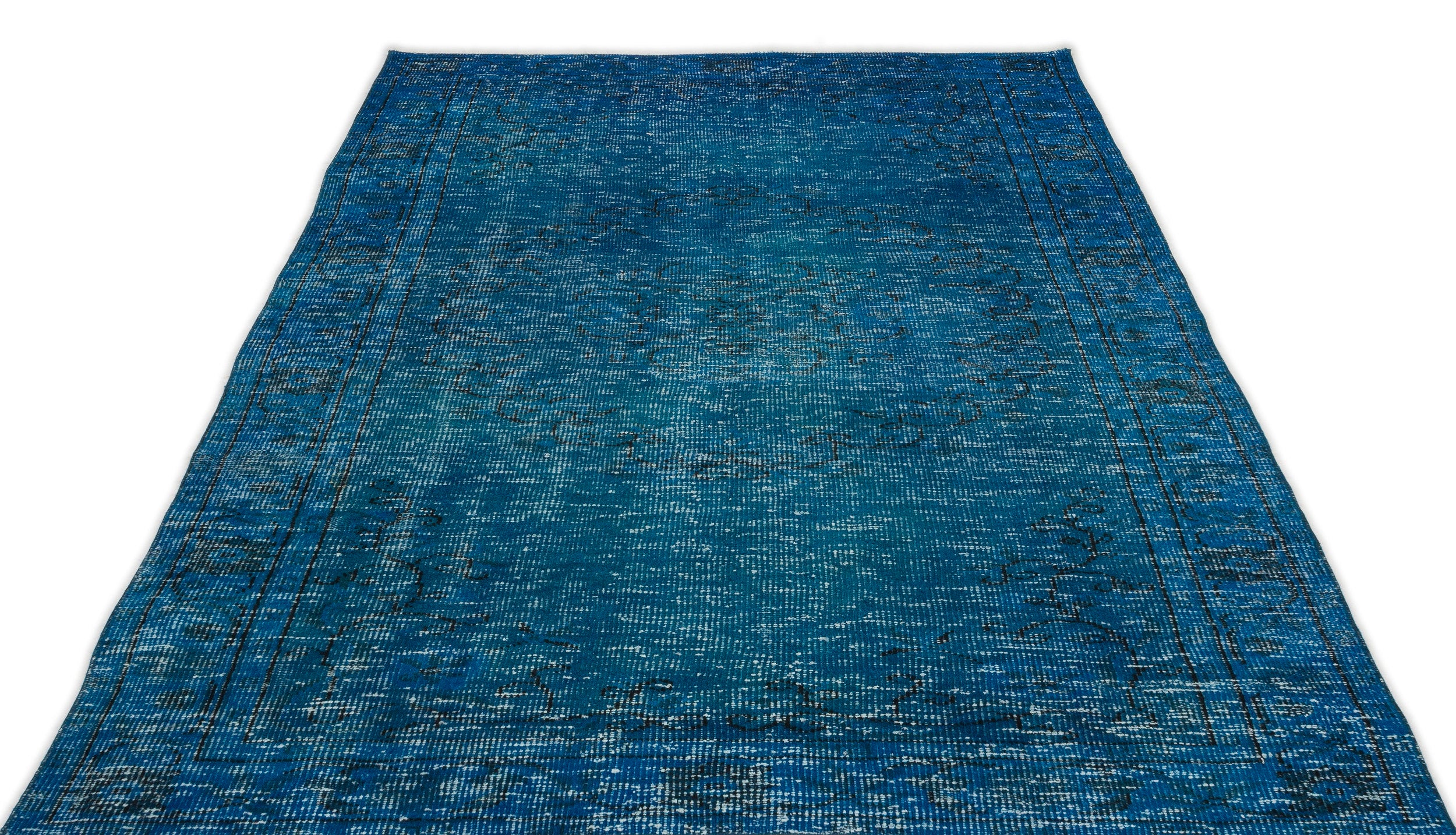 Turquoise Over Dyed Vintage Rug 5'1'' x 8'10'' ft 154 x 268 cm