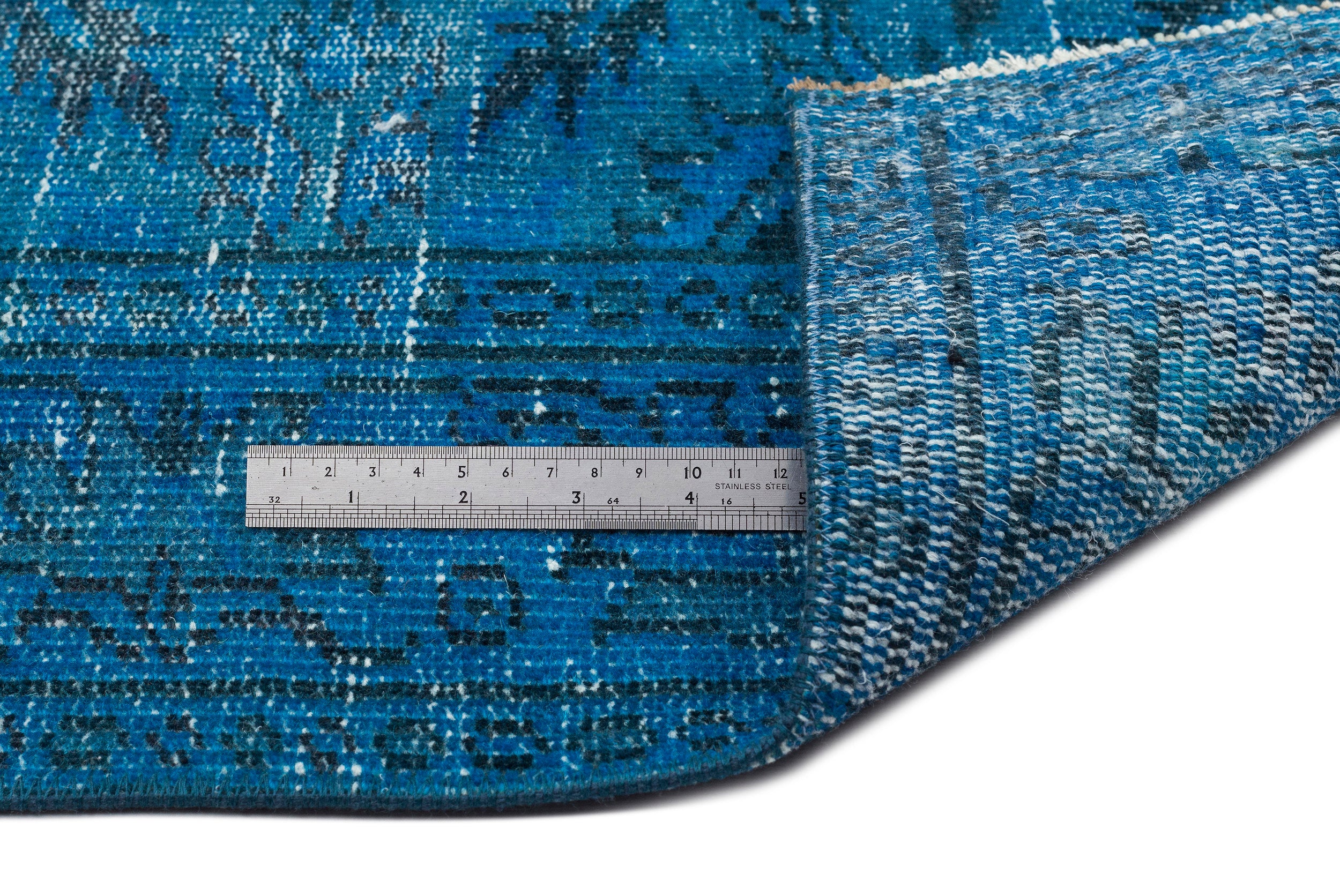 Turquoise Over Dyed Vintage Rug 5'3'' x 8'9'' ft 160 x 266 cm