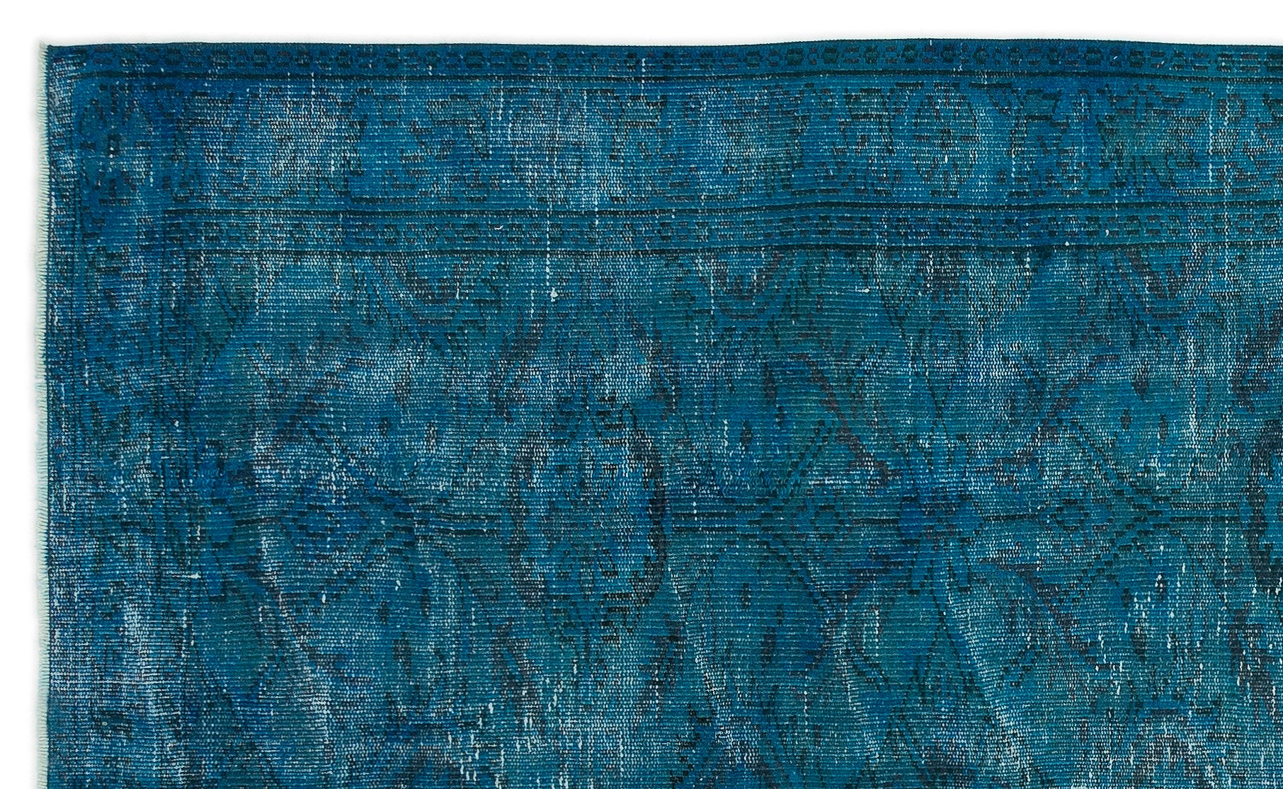Turquoise Over Dyed Vintage Rug 5'3'' x 8'9'' ft 160 x 266 cm