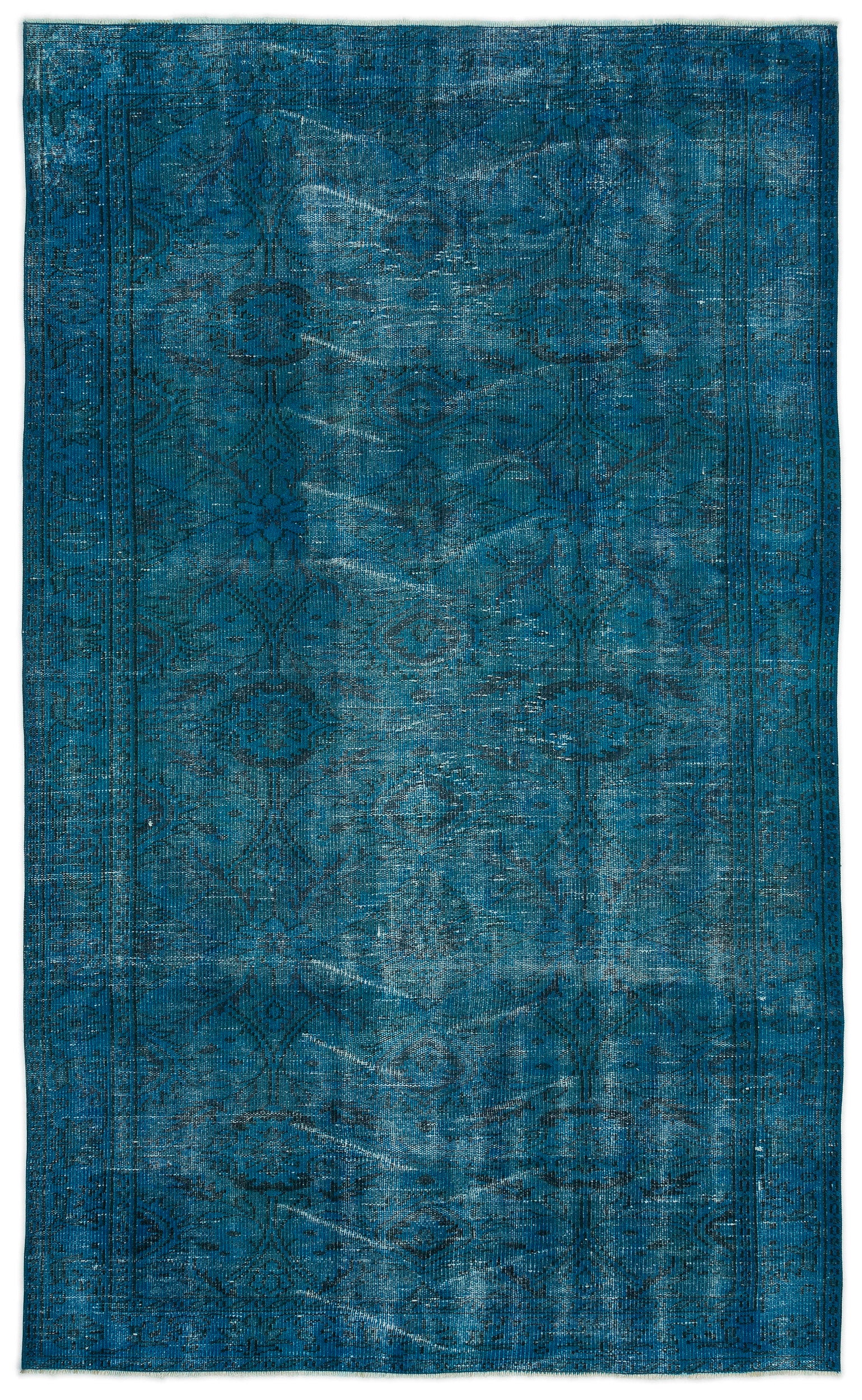 Turquoise Over Dyed Vintage Rug 5'3'' x 8'9'' ft 160 x 266 cm