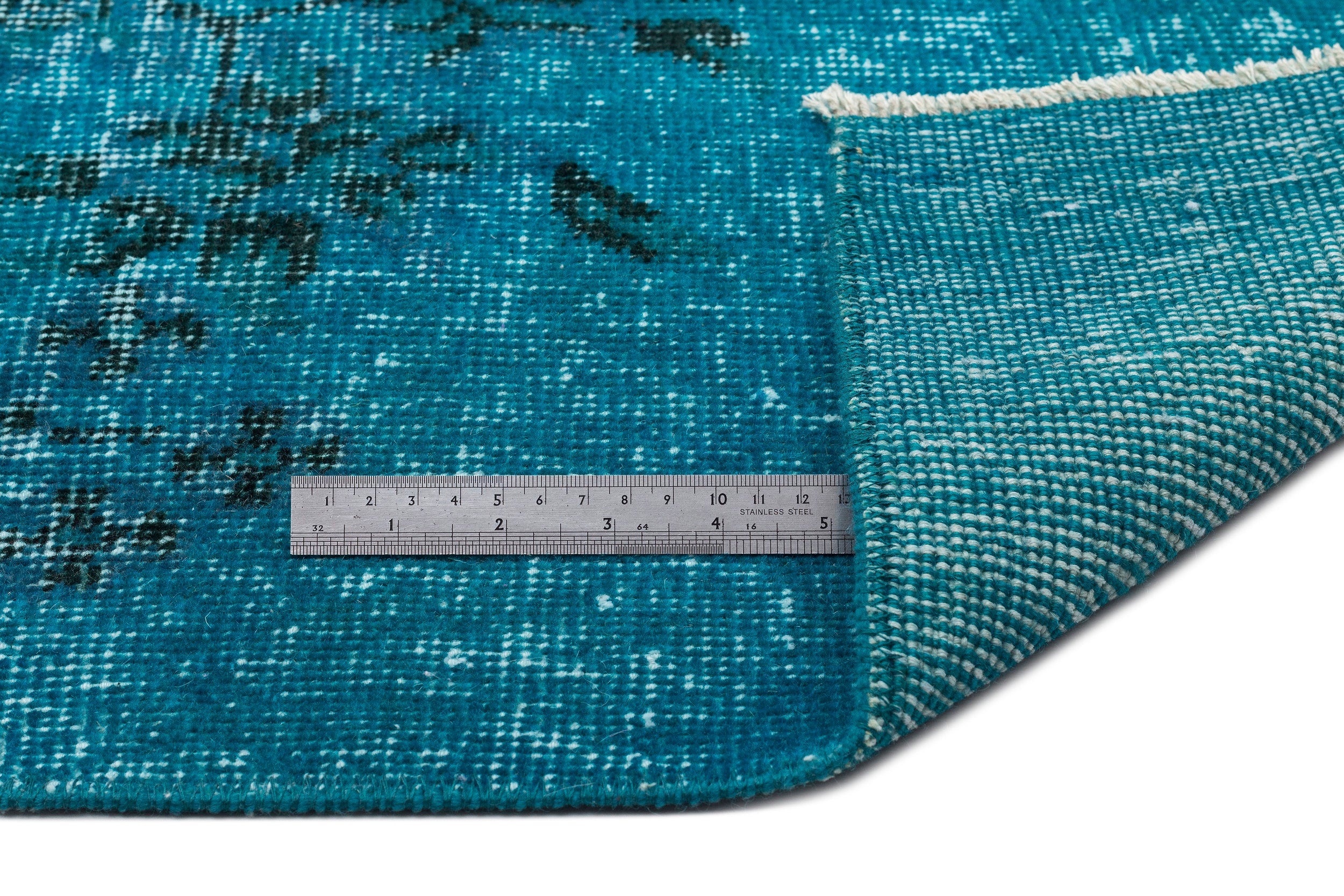 Turquoise Over Dyed Vintage Rug 6'9'' x 10'4'' ft 205 x 316 cm