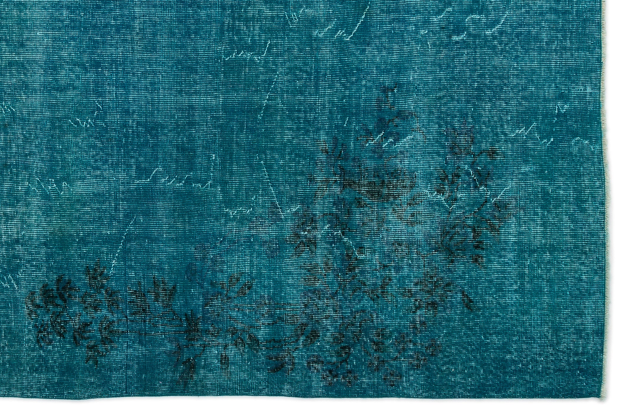Turquoise Over Dyed Vintage Rug 6'9'' x 10'4'' ft 205 x 316 cm