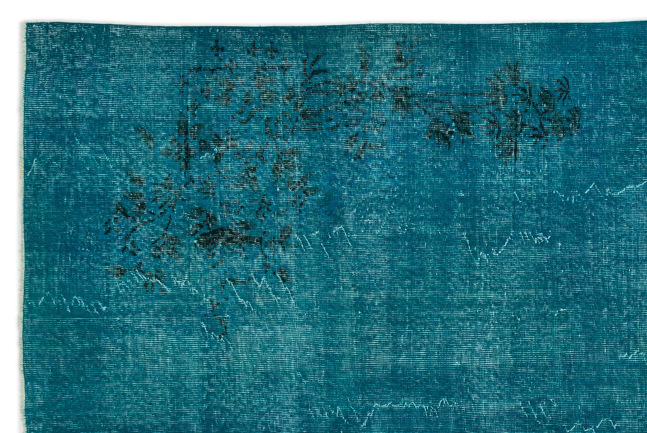 Turquoise Over Dyed Vintage Rug 6'9'' x 10'4'' ft 205 x 316 cm